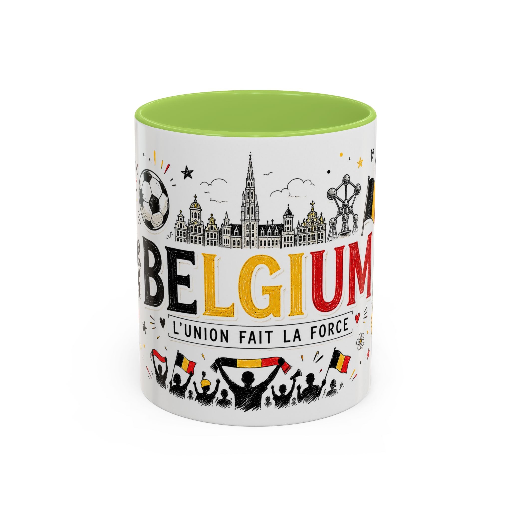 Belgium Soccer Coffee Mug | Soccer Fan Gift | Accent Color Ceramic 11oz 15oz Match Day Cup