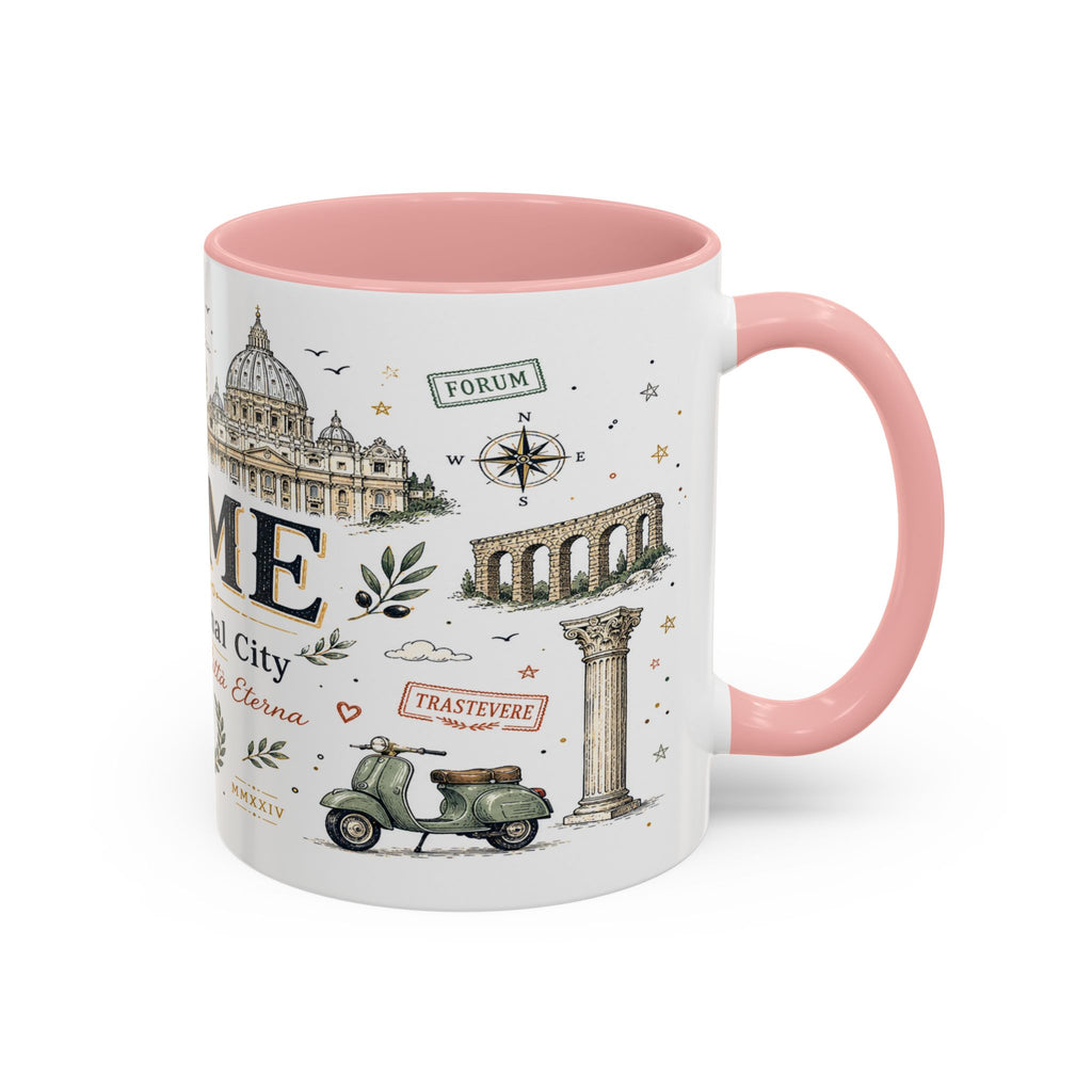 Rome Coffee Mug | Italy Souvenir Travel Gift | Accent Color Ceramic 11oz 15oz
