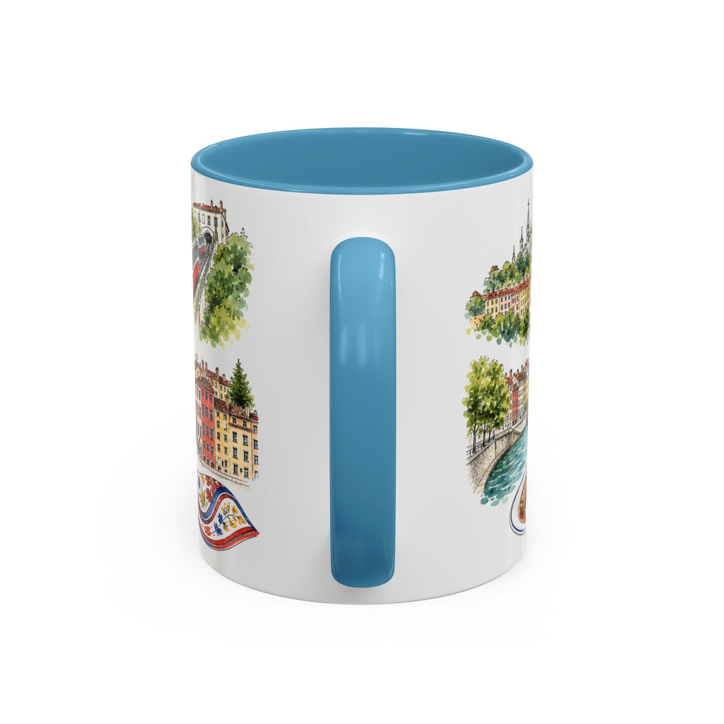 Lyon Illustrated Travel Mug | City Souvenir Accent Coffee Mug | 11oz 15oz Ceramic Cup