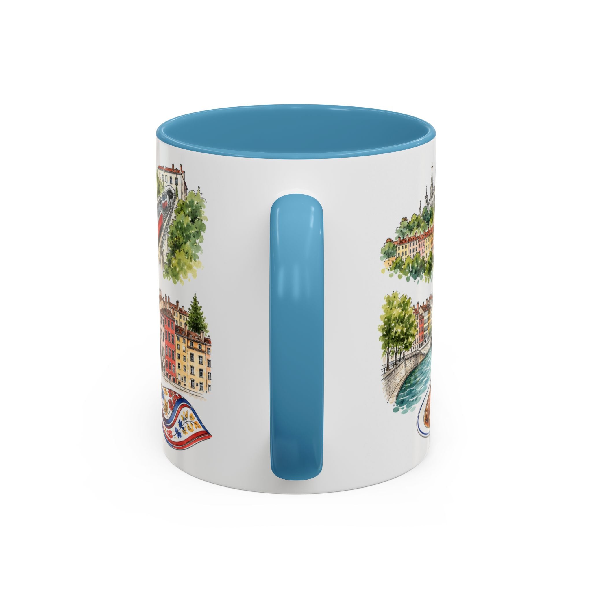 Lyon Illustrated Travel Mug | City Souvenir Accent Coffee Mug | 11oz 15oz Ceramic Cup