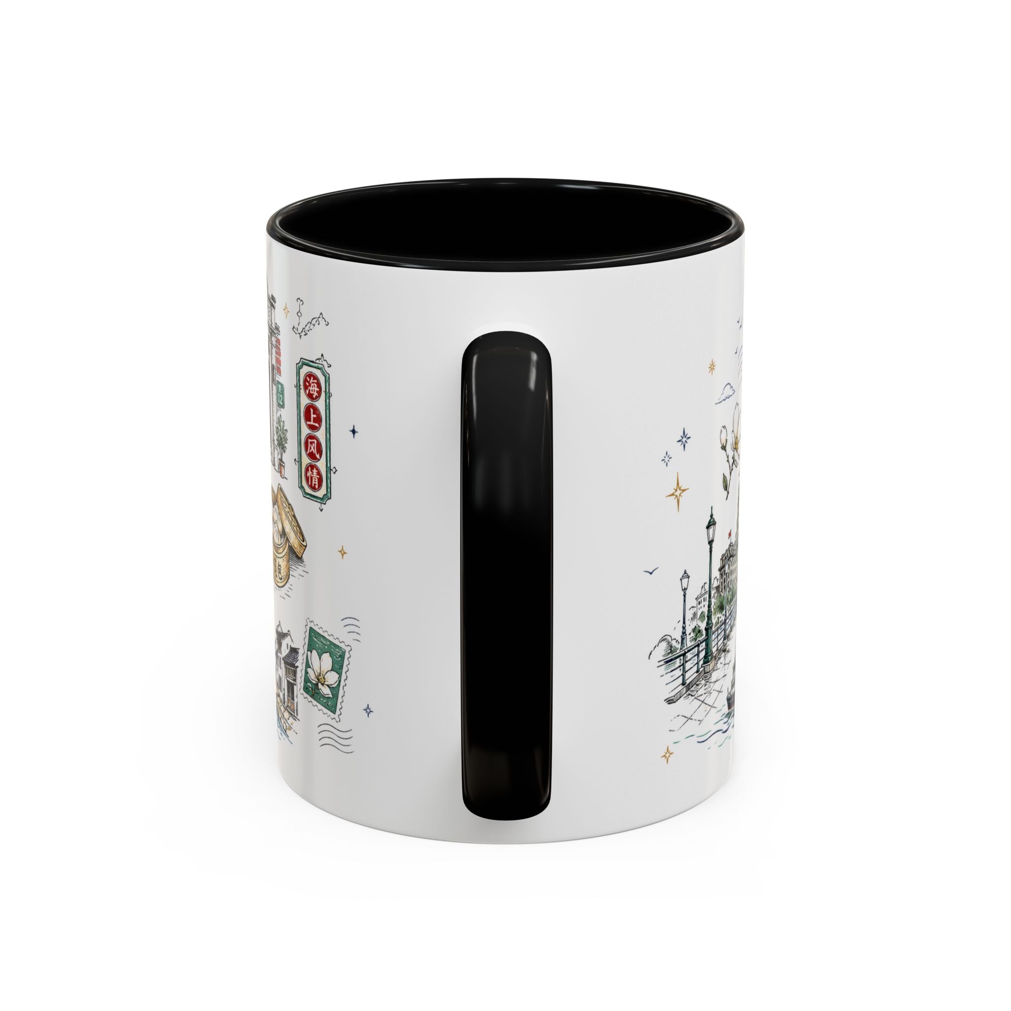 Shanghai Coffee Mug | China Souvenir Travel Gift | Accent Color Ceramic 11oz 15oz