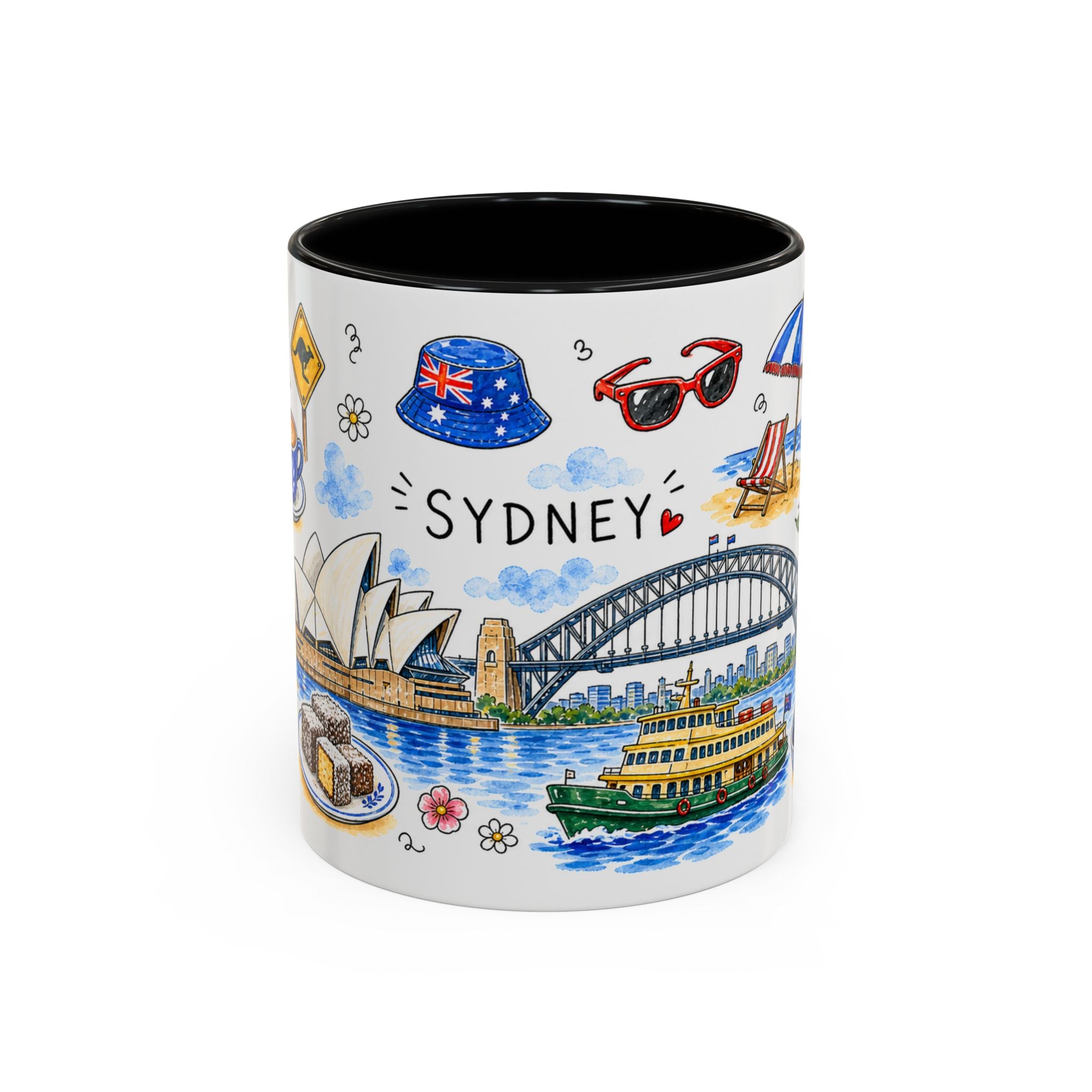 Sydney Illustrated Travel Mug | City Souvenir Accent Coffee Mug | 11oz 15oz Ceramic Cup