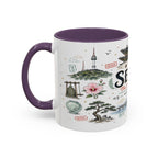 Seoul Coffee Mug | Korea Souvenir Travel Gift | Accent Color Ceramic 11oz 15oz