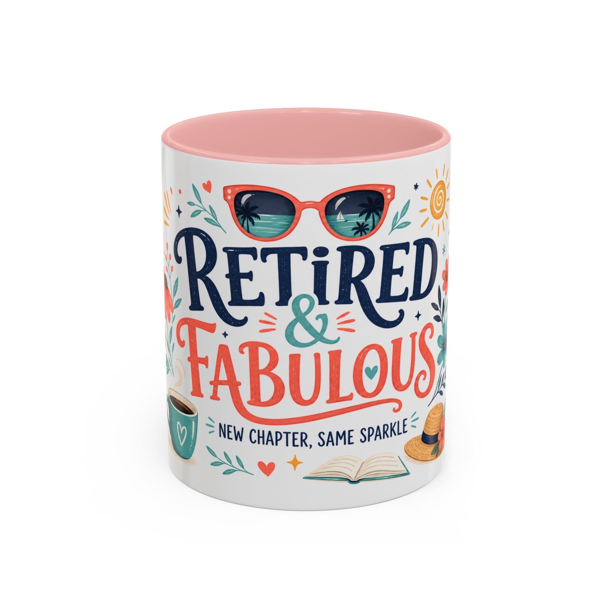 Retired And Fabulous Coffee Mug | Retirement Gift For Women Men | Accent Color Ceramic 11oz 15oz