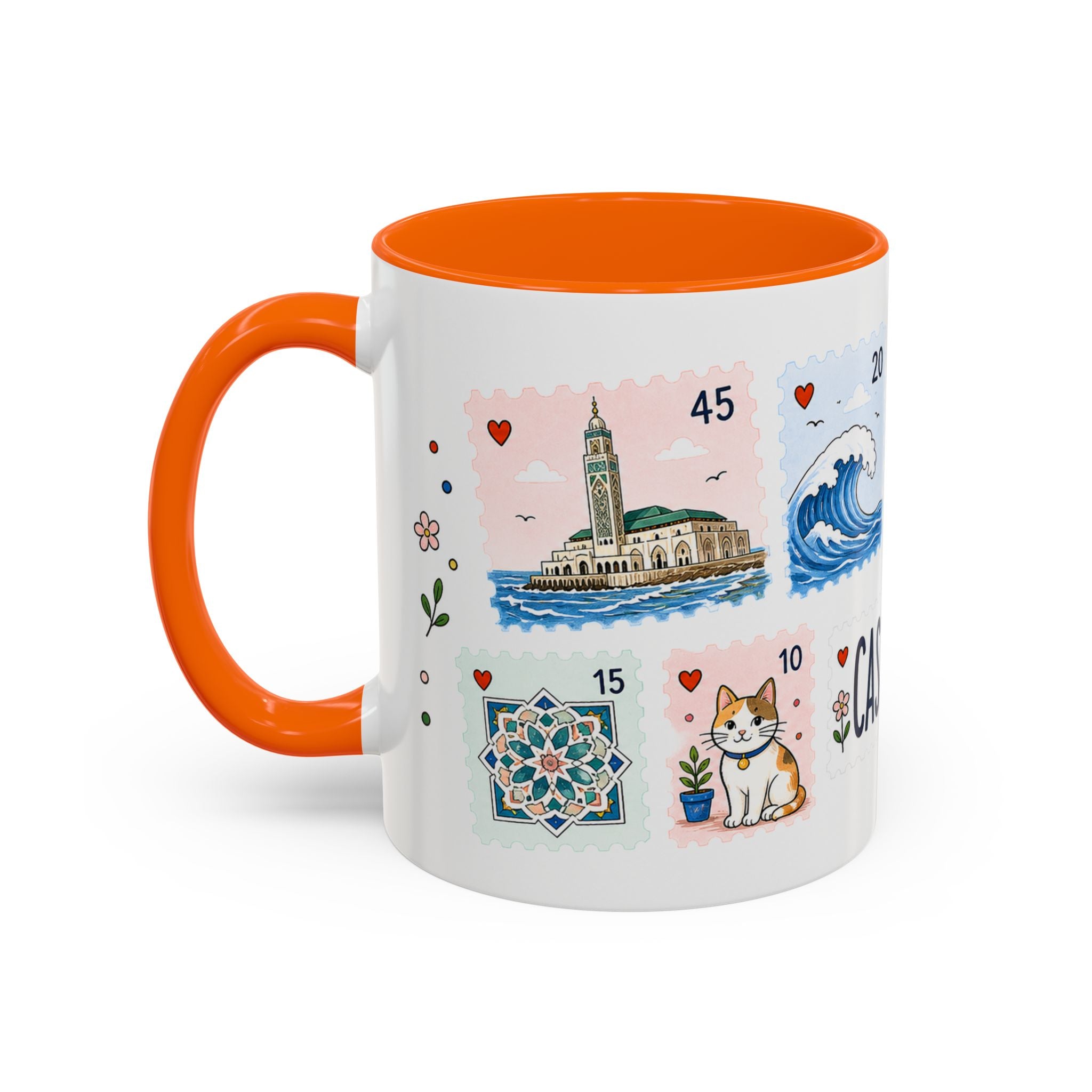 Casablanca Coffee Mug | Postage Stamp Collage Mug | Travel Souvenir Accent Cup 11oz 15oz