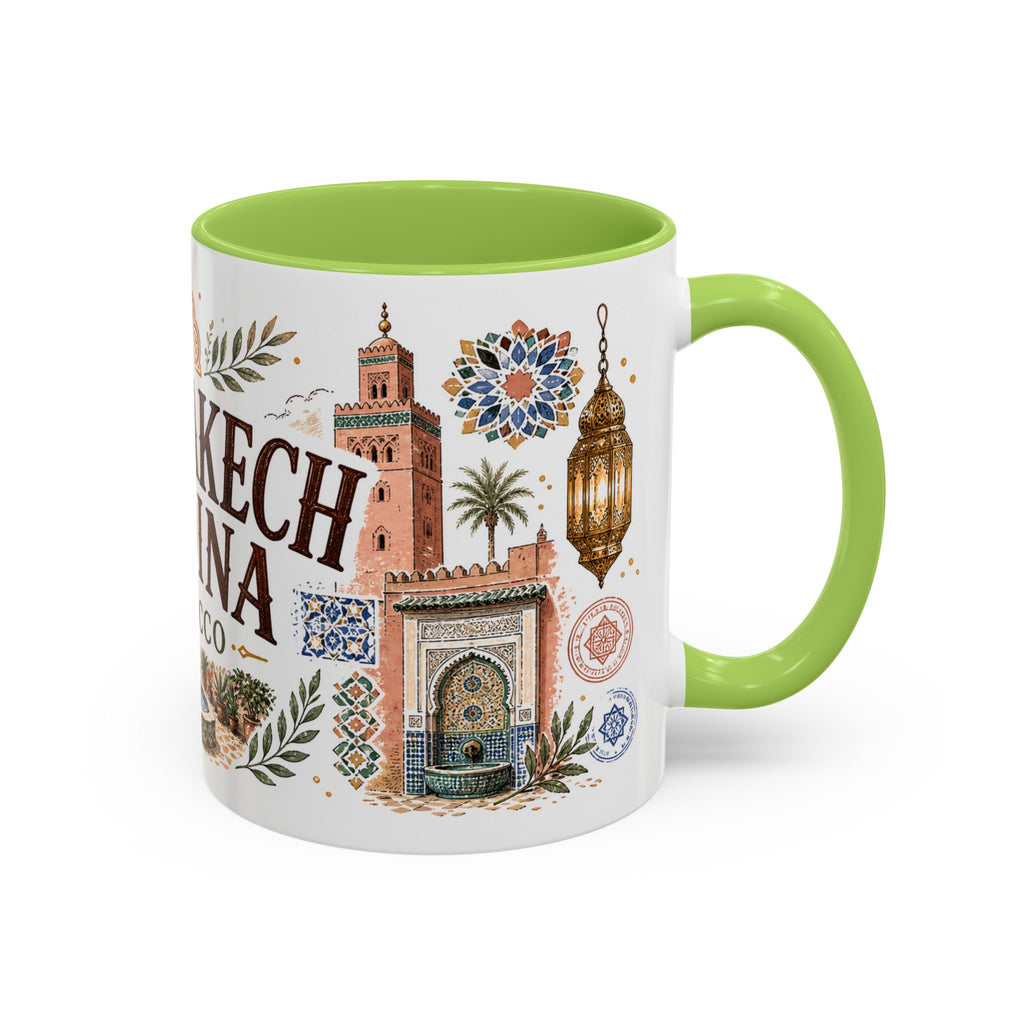 Marrakech Medina Coffee Mug | Travel Destination Souvenir Gift | Accent Color Ceramic 11oz 15oz