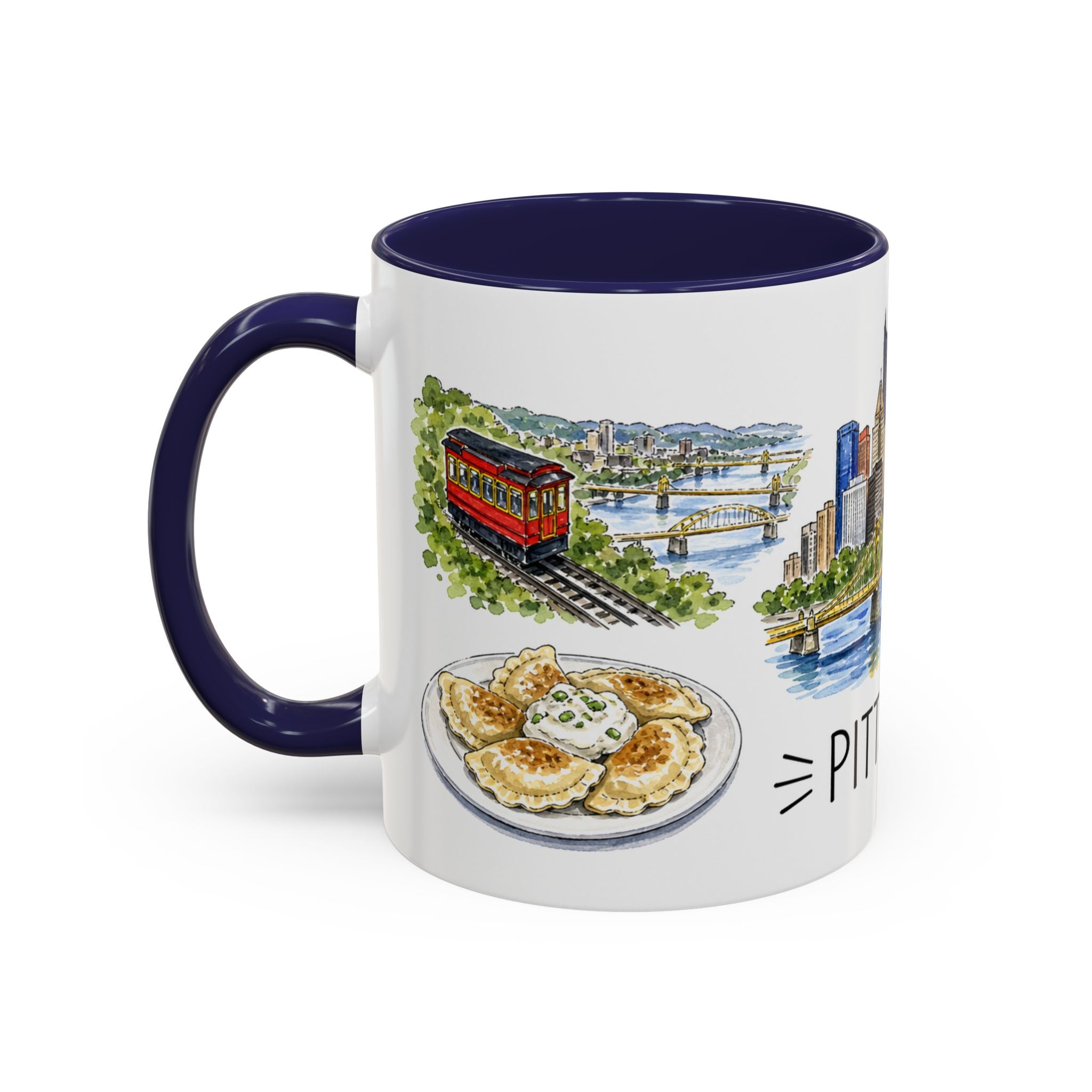 Pittsburgh Illustrated Travel Mug | City Souvenir Accent Coffee Mug | 11oz 15oz Ceramic Cup