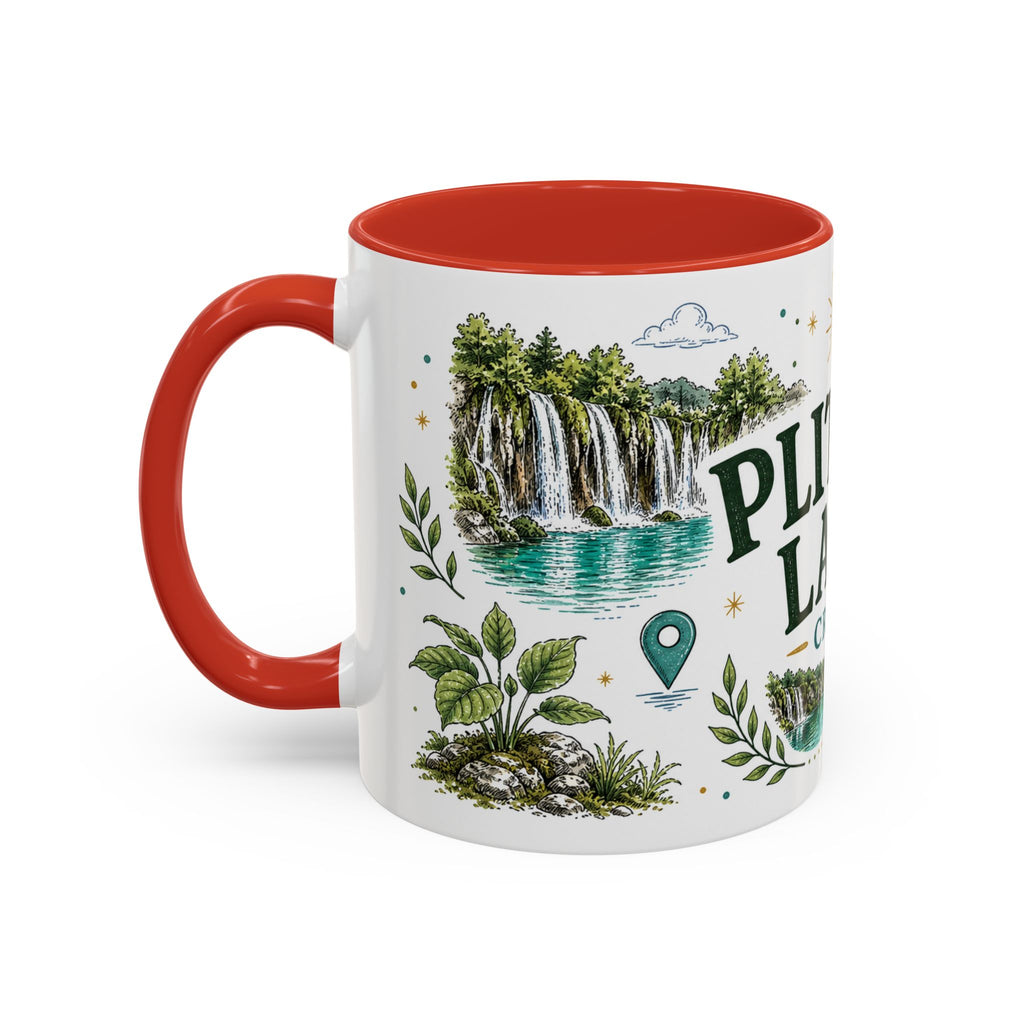 Plitvice Lakes Coffee Mug | Travel Destination Souvenir Gift | Accent Color Ceramic 11oz 15oz