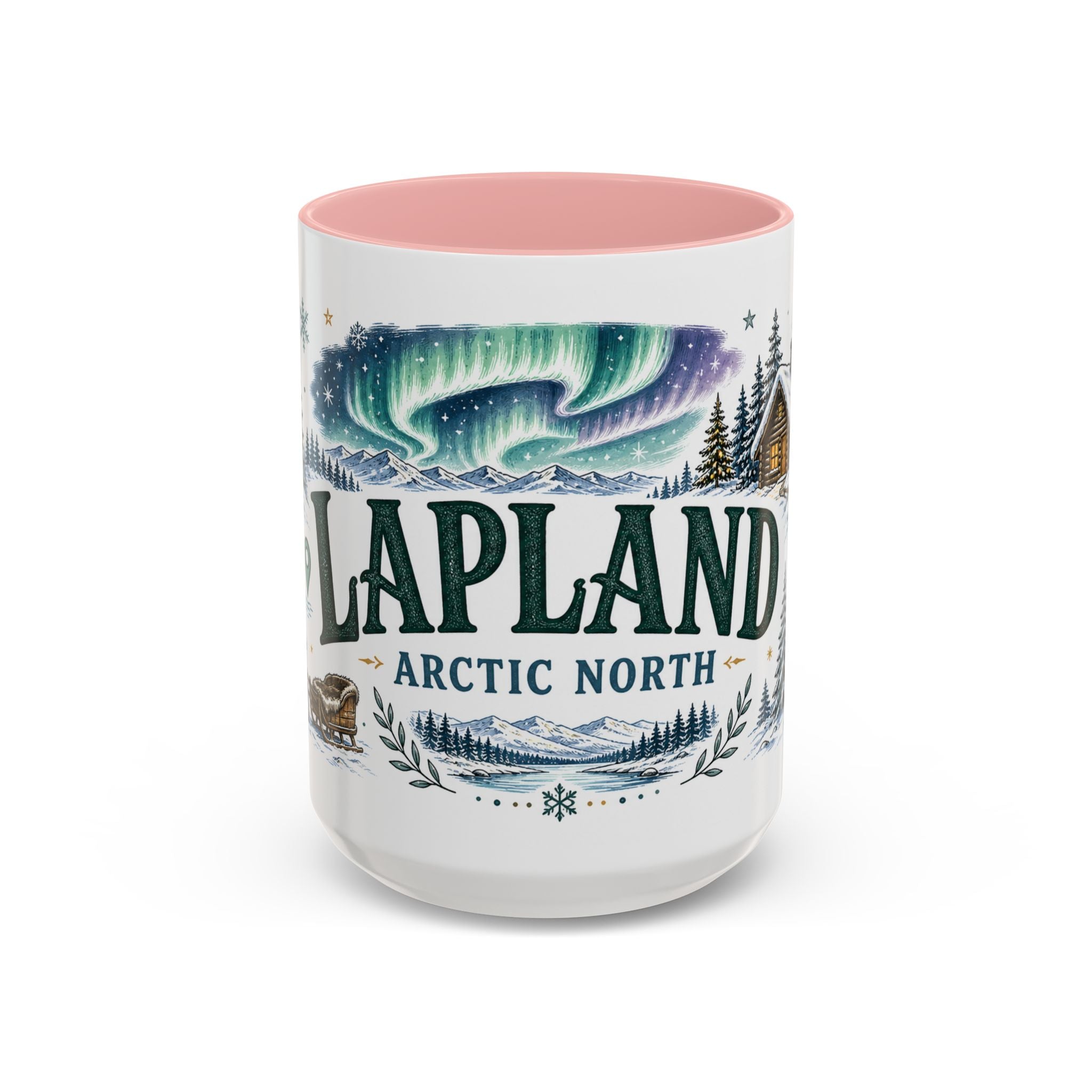 Lapland Coffee Mug | Travel Destination Souvenir Gift | Accent Color Ceramic 11oz 15oz