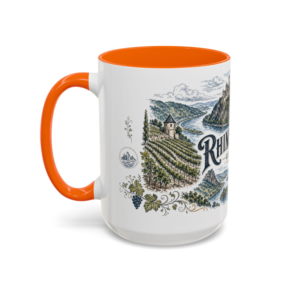 Rhine Valley Mug, Germany Travel Souvenir, Bucket List Gift, Accent Ceramic Coffee Mug 11oz 15oz