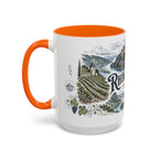 Rhine Valley Mug, Germany Travel Souvenir, Bucket List Gift, Accent Ceramic Coffee Mug 11oz 15oz