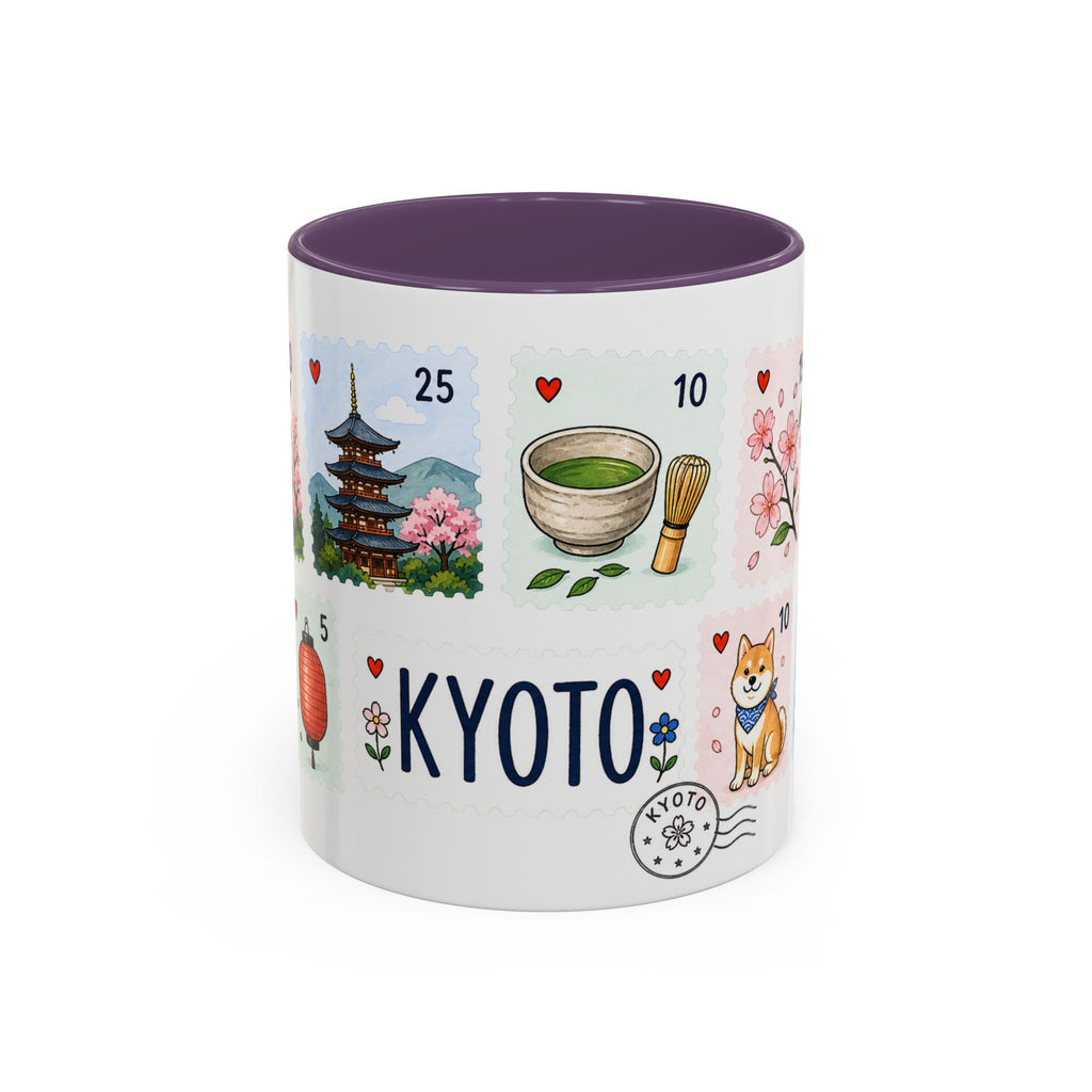 Kyoto Coffee Mug | Postage Stamp Collage Mug | Travel Souvenir Accent Cup 11oz 15oz