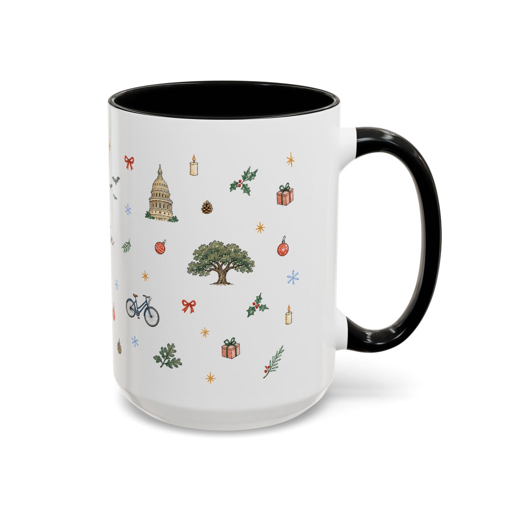 Austin Christmas Mug | Watercolor Travel Souvenir | Holiday Gift | Accent Ceramic Coffee Cup 11oz 15oz