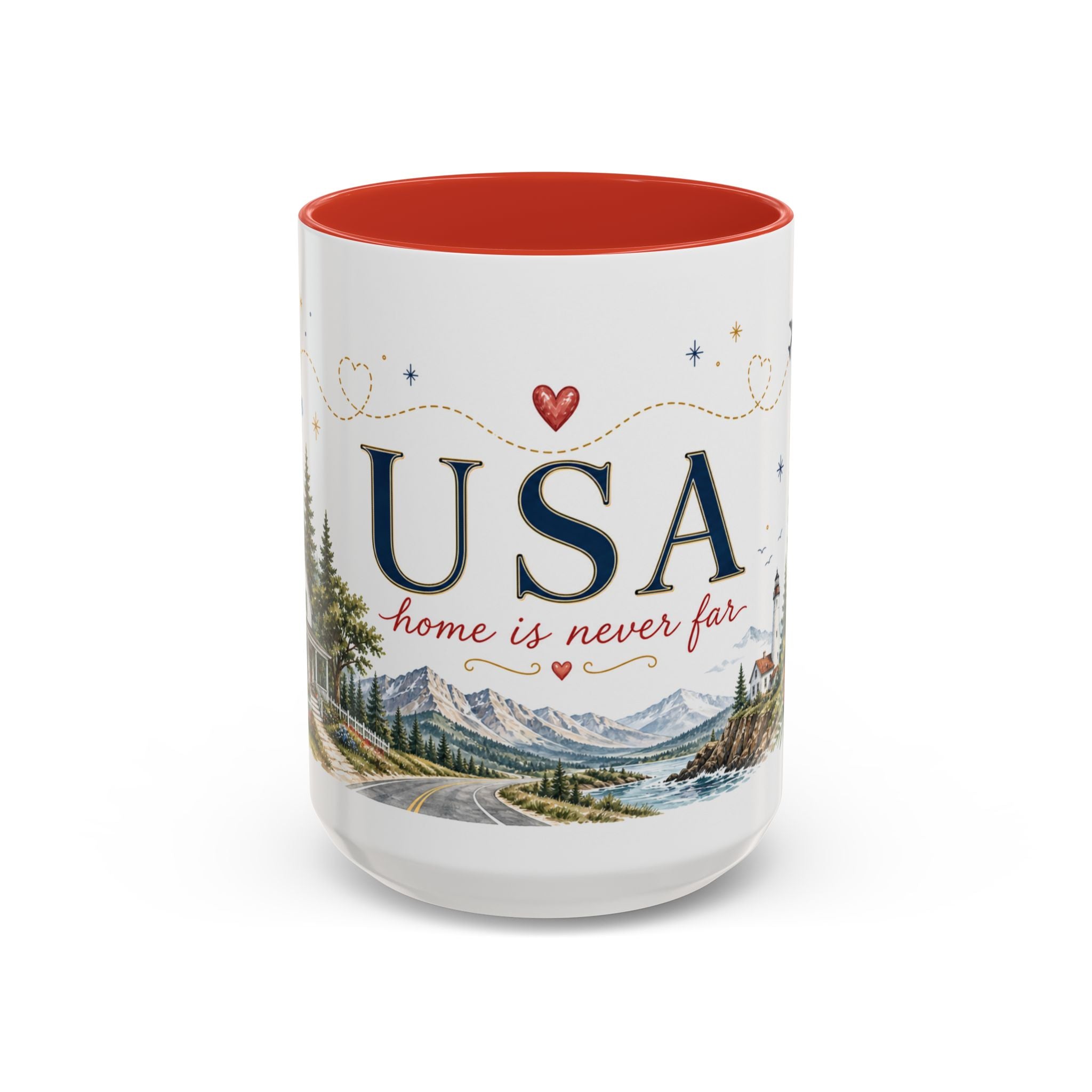 USA Home Country Mug | Moving Away Gift | Long Distance Friendship | 11 oz 15 oz Accent Mug