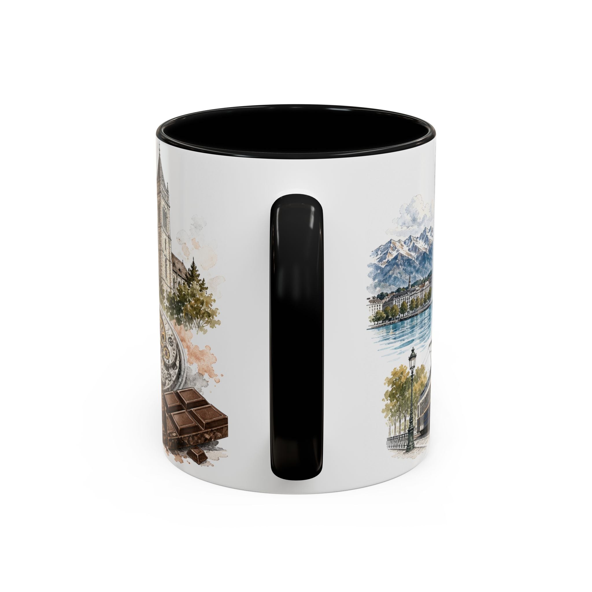Geneva Coffee Mug | Switzerland Travel Souvenir | Vintage Illustrated City Gift | 11 oz 15 oz Accent Mug