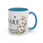 Delaware State Map Mug | Botanical Beach Accent Coffee Cup (11oz/15oz)