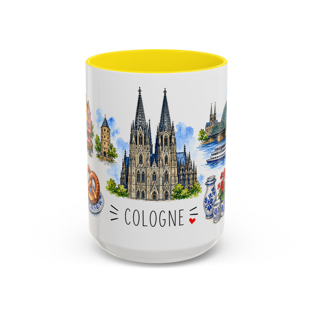 Cologne Illustrated Travel Mug | City Souvenir Accent Coffee Mug | 11oz 15oz Ceramic Cup