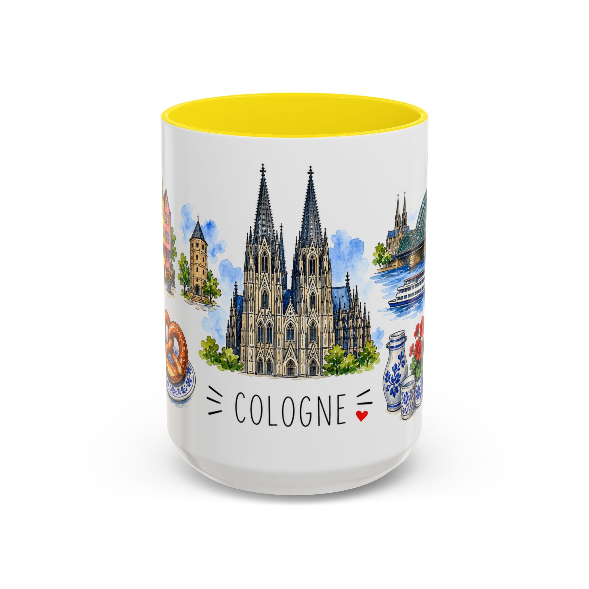Cologne Illustrated Travel Mug | City Souvenir Accent Coffee Mug | 11oz 15oz Ceramic Cup