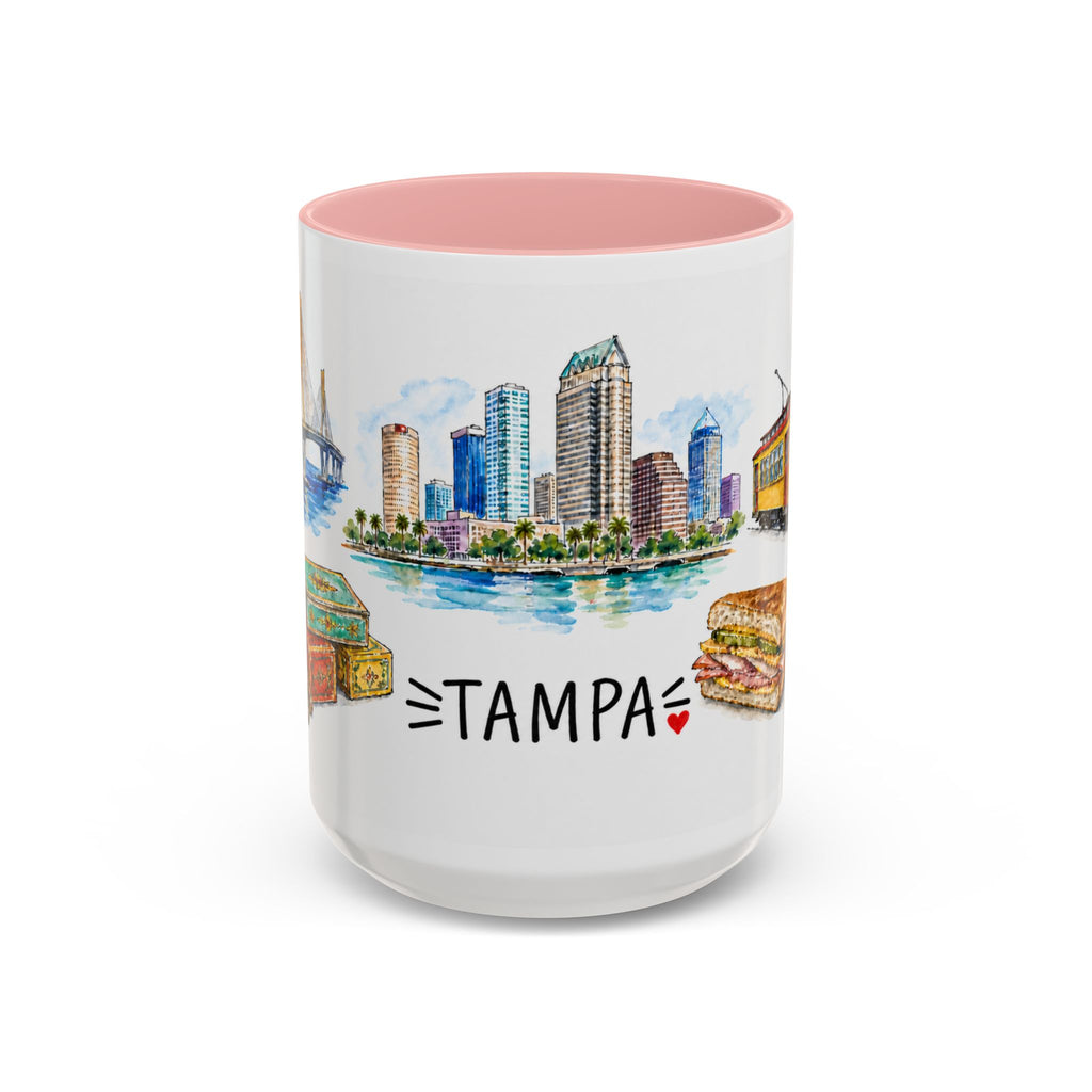 Tampa Illustrated Travel Mug | City Souvenir Accent Coffee Mug | 11oz 15oz Ceramic Cup