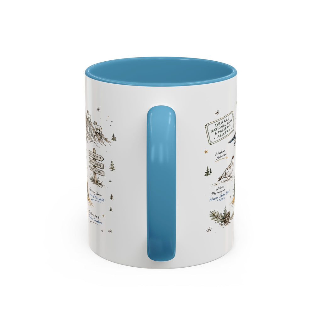 Denali National Park Coffee Mug | Alaska National Park Hiking Gift | Accent Color Ceramic 11oz 15oz