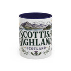 Scottish Highlands Coffee Mug | Travel Destination Souvenir Gift | Accent Color Ceramic 11oz 15oz