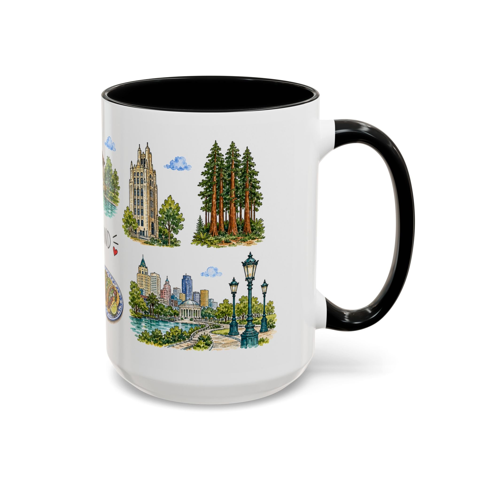 Oakland Illustrated Travel Mug | City Souvenir Accent Coffee Mug | 11oz 15oz Ceramic Cup