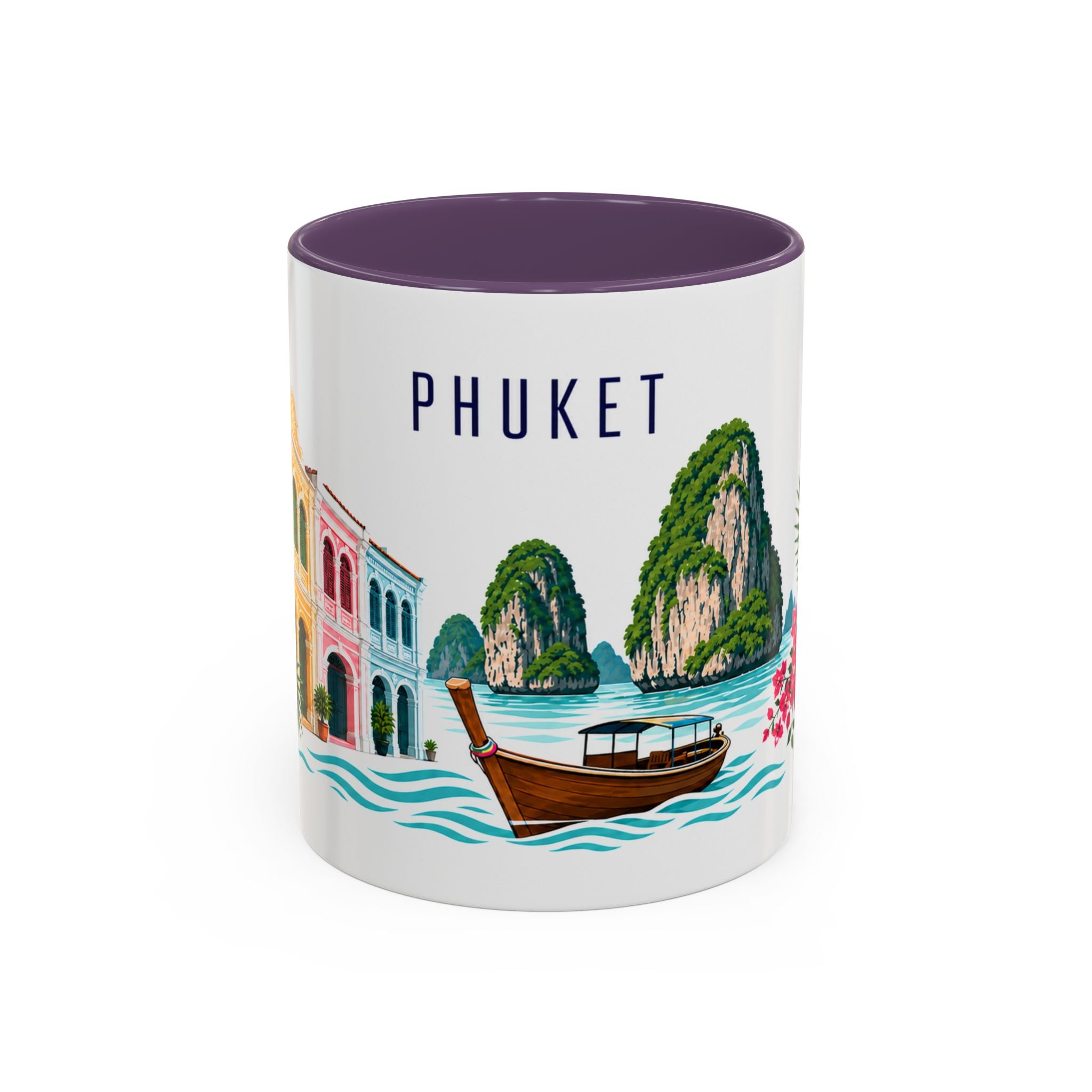 Phuket Coffee Mug | Thailand Travel Souvenir | Porcelain Decal City Gift | 11oz 15oz Accent Mug