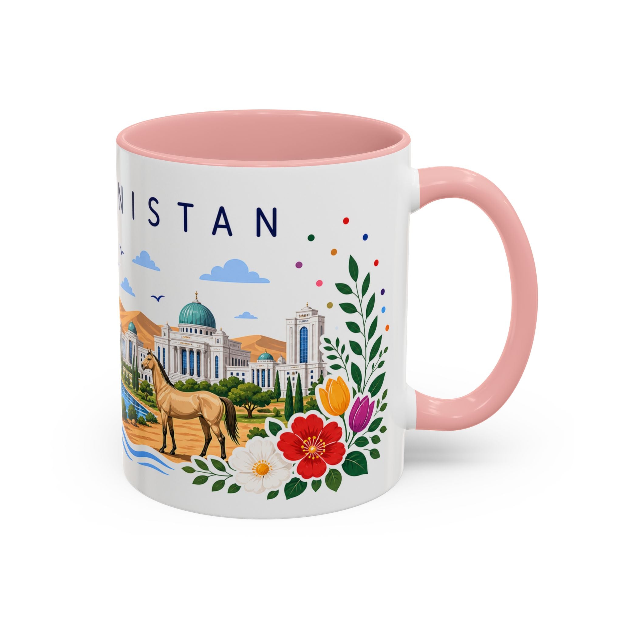 Turkmenistan Coffee Mug | Travel Souvenir Accent Mug | Place Gift Ceramic Cup 11oz 15oz