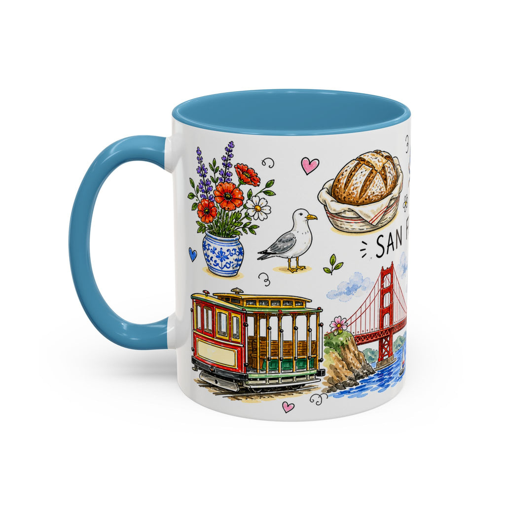 San Francisco Illustrated Travel Mug | City Souvenir Accent Coffee Mug | 11oz 15oz Ceramic Cup