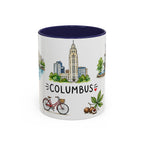 Columbus Illustrated Travel Mug | City Souvenir Accent Coffee Mug | 11oz 15oz Ceramic Cup