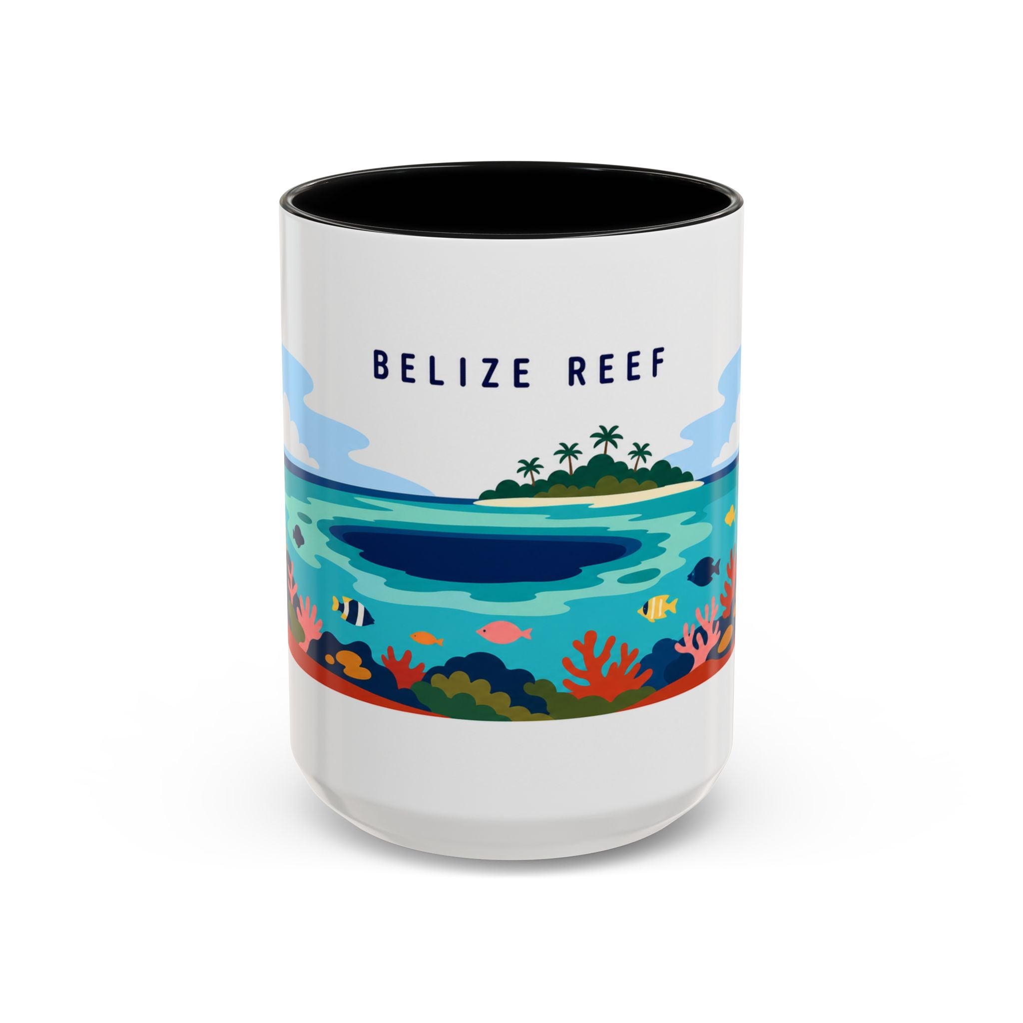 Belize Reef Coffee Mug | Travel Destination Souvenir Gift | Accent Color Ceramic 11oz 15oz