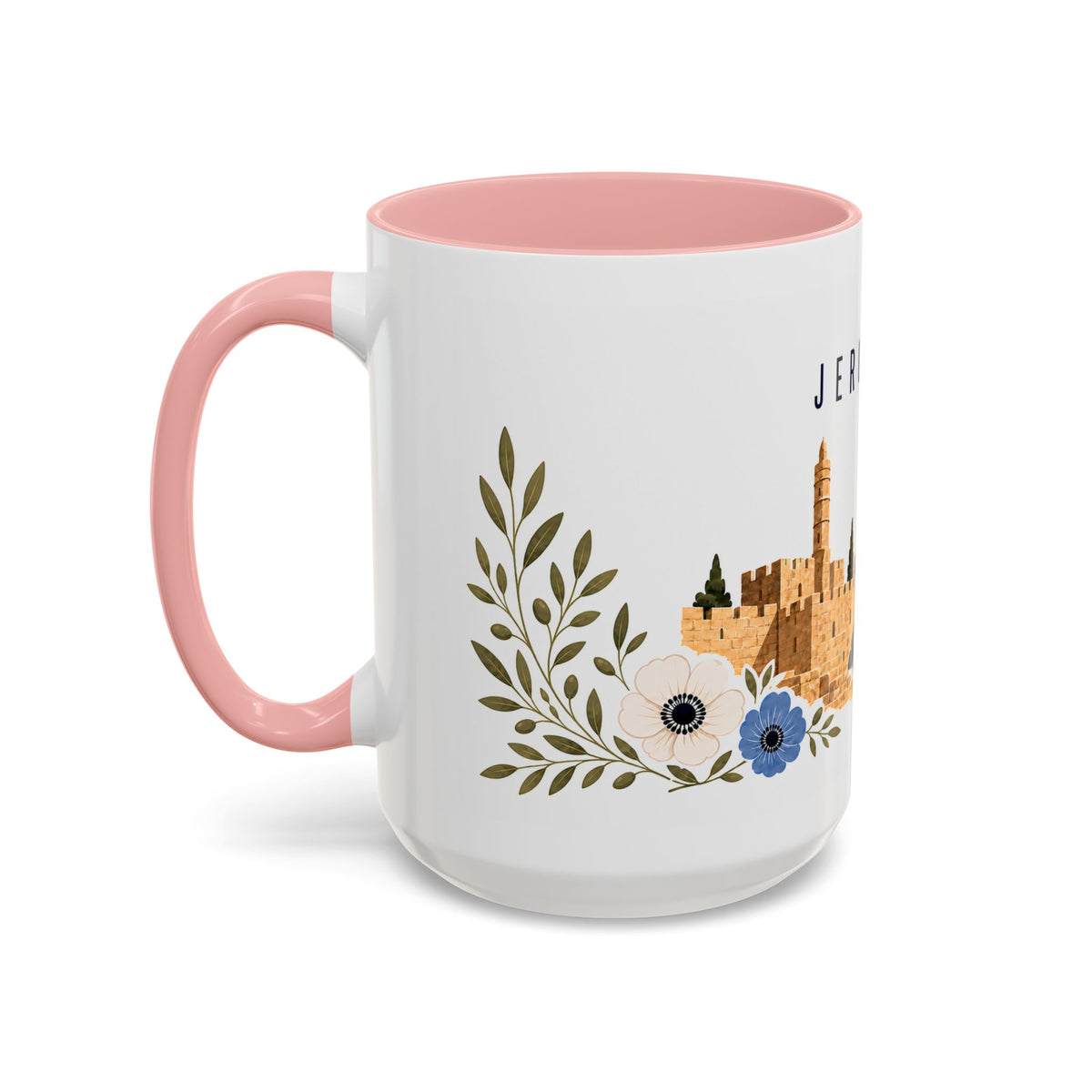 Jerusalem Coffee Mug | Israel Travel Souvenir | Porcelain Decal City Gift | 11oz 15oz Accent Mug