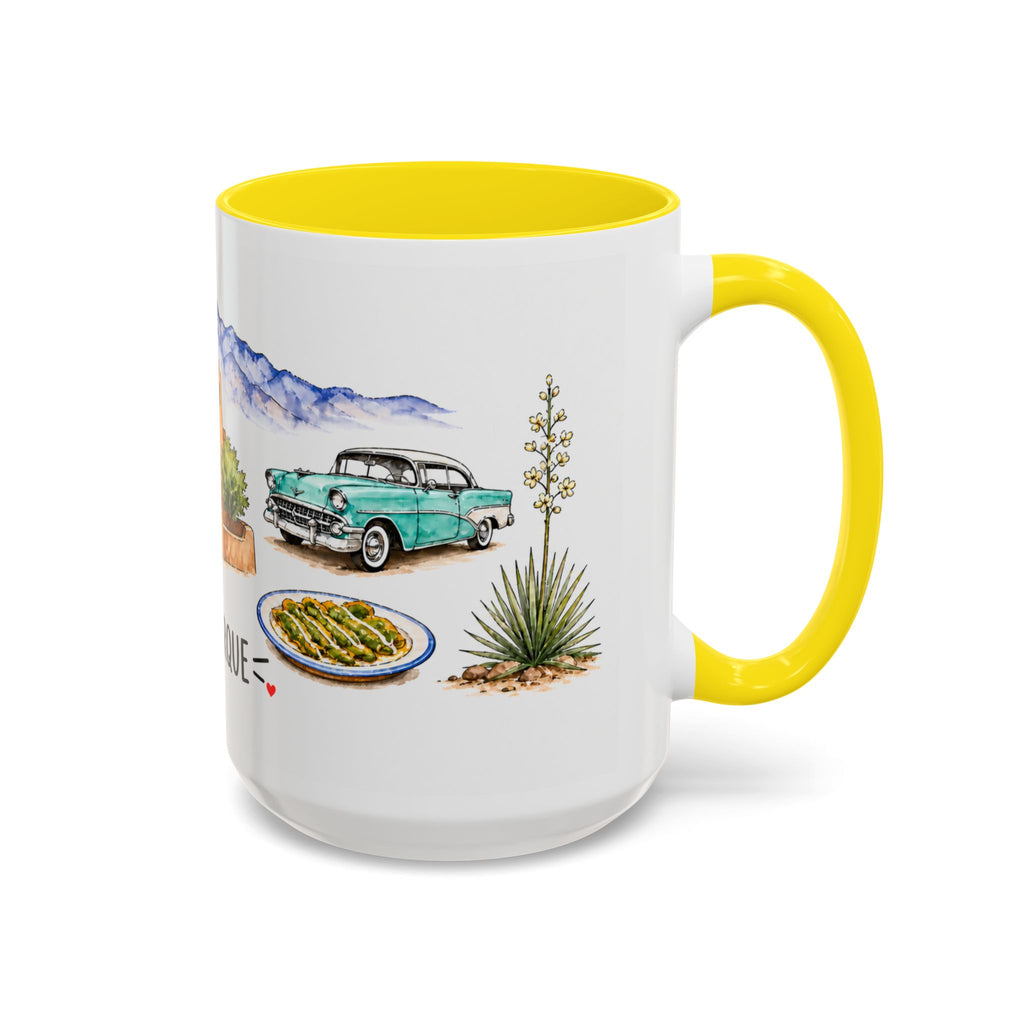 Albuquerque Illustrated Travel Mug | City Souvenir Accent Coffee Mug | 11oz 15oz Ceramic Cup