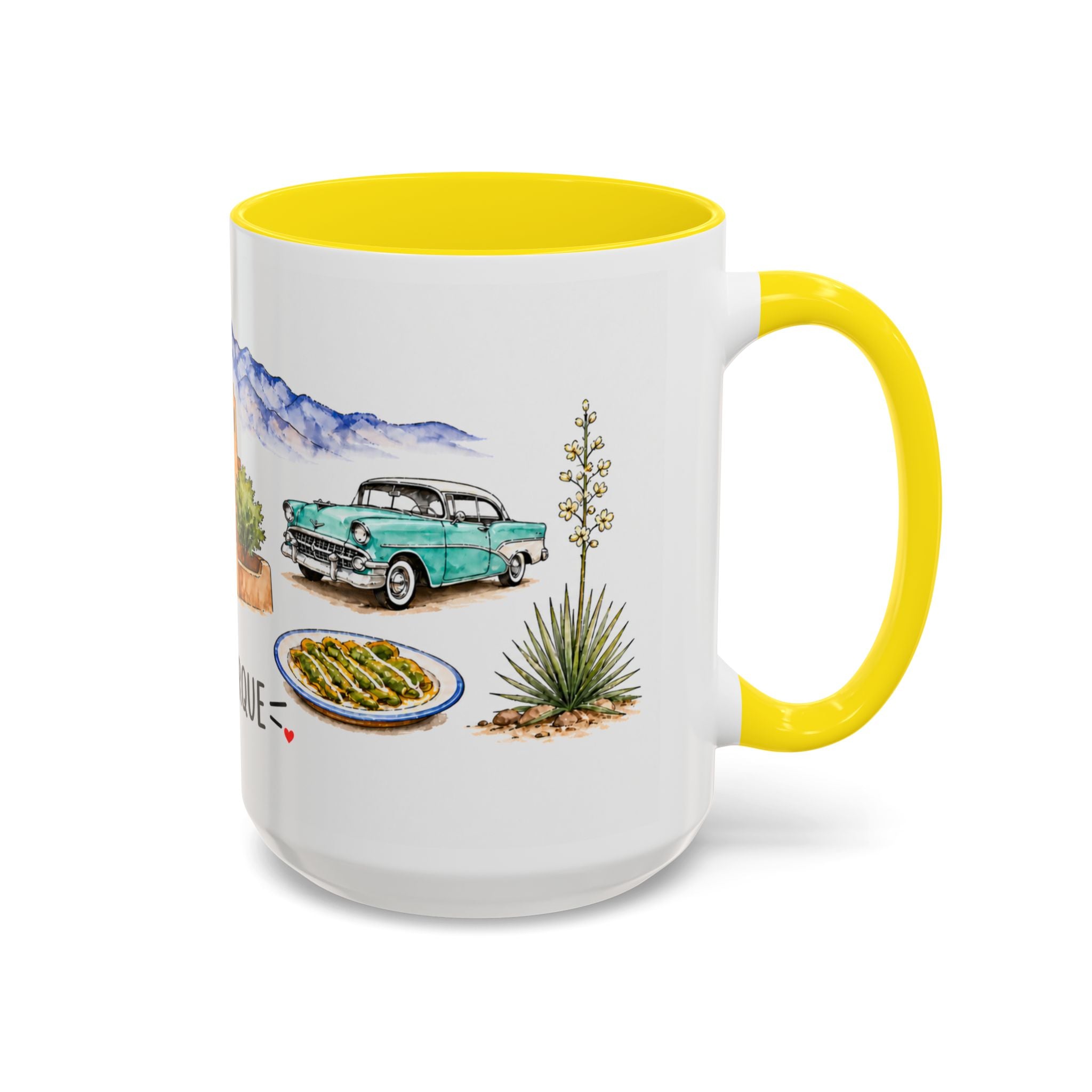 Albuquerque Illustrated Travel Mug | City Souvenir Accent Coffee Mug | 11oz 15oz Ceramic Cup
