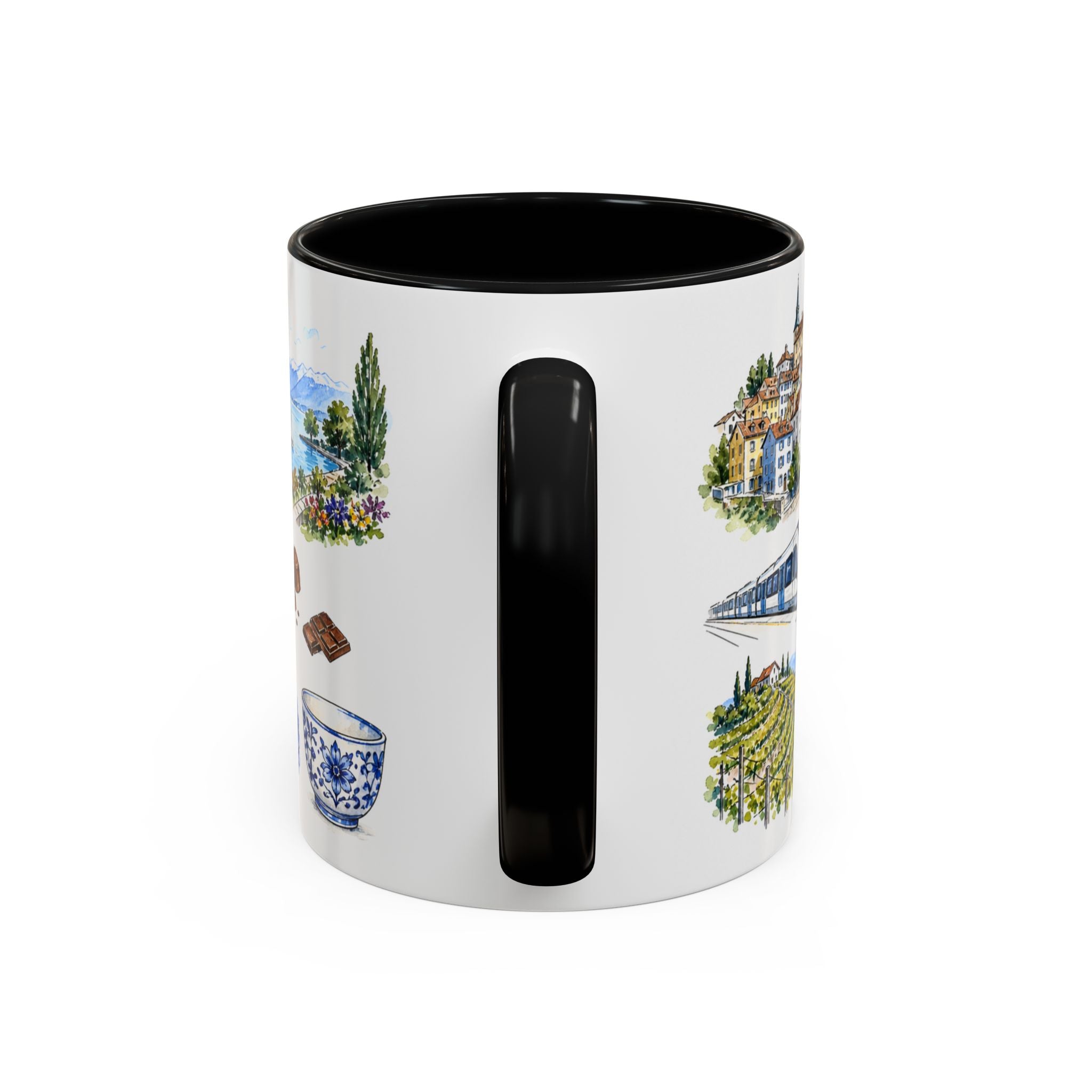 Lausanne Illustrated Travel Mug | City Souvenir Accent Coffee Mug | 11oz 15oz Ceramic Cup