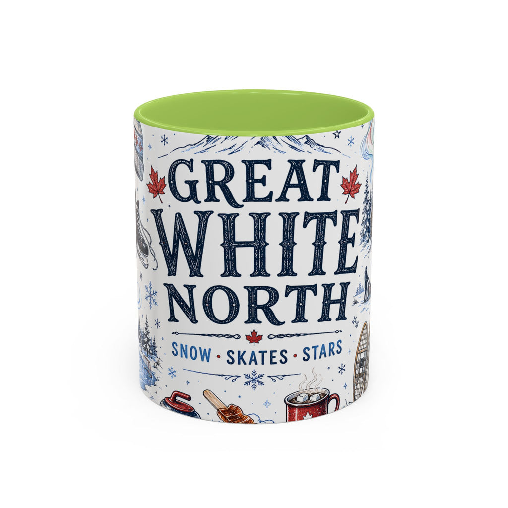 Great White North Coffee Mug | Canadian Pride Gift | Accent Color Ceramic 11oz 15oz