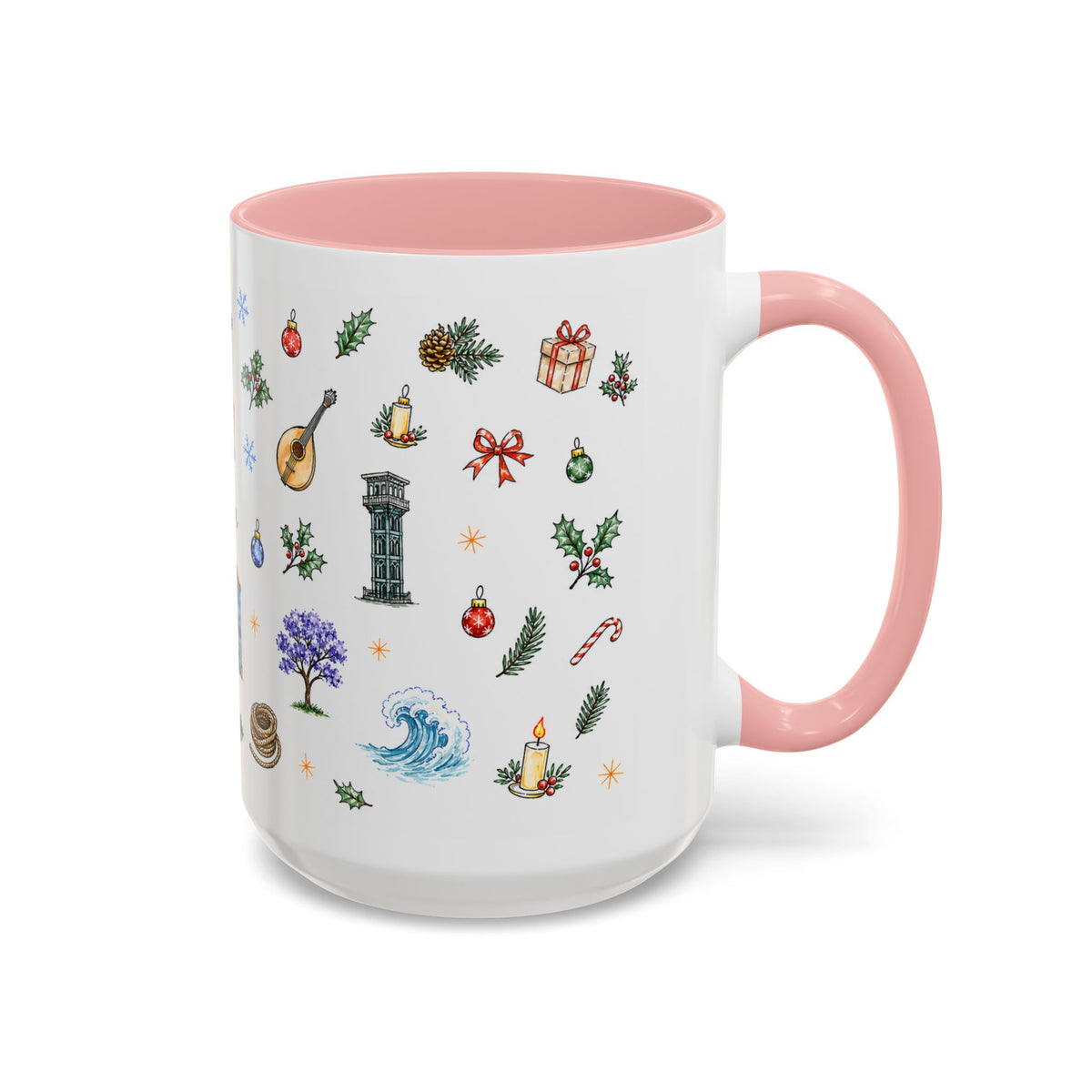 Lisbon Christmas Mug | Watercolor City Souvenir | Ceramic Coffee Cup 11oz 15oz