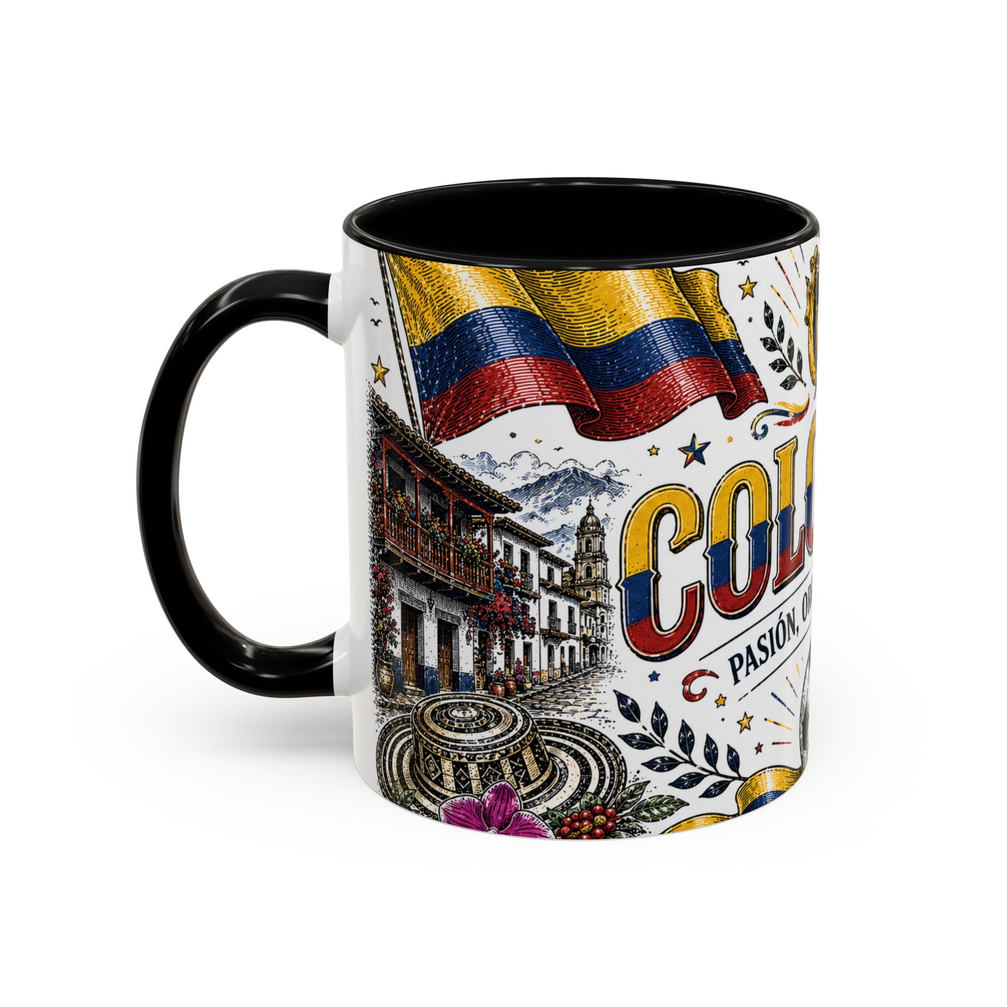 Colombia Soccer Coffee Mug | World Cup Fan Gift | Accent Color Ceramic 11oz 15oz Match Day Cup