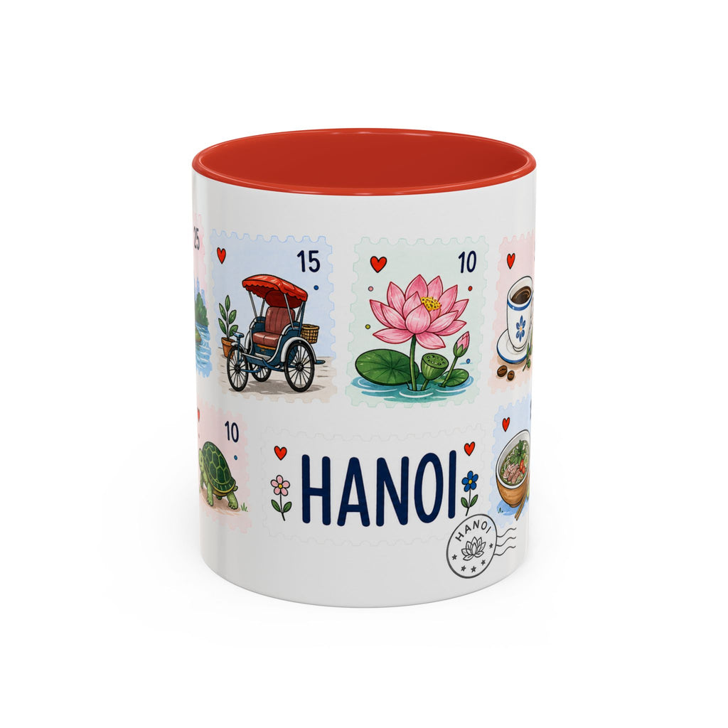 Hanoi Coffee Mug | Postage Stamp Collage Mug | Travel Souvenir Accent Cup 11oz 15oz