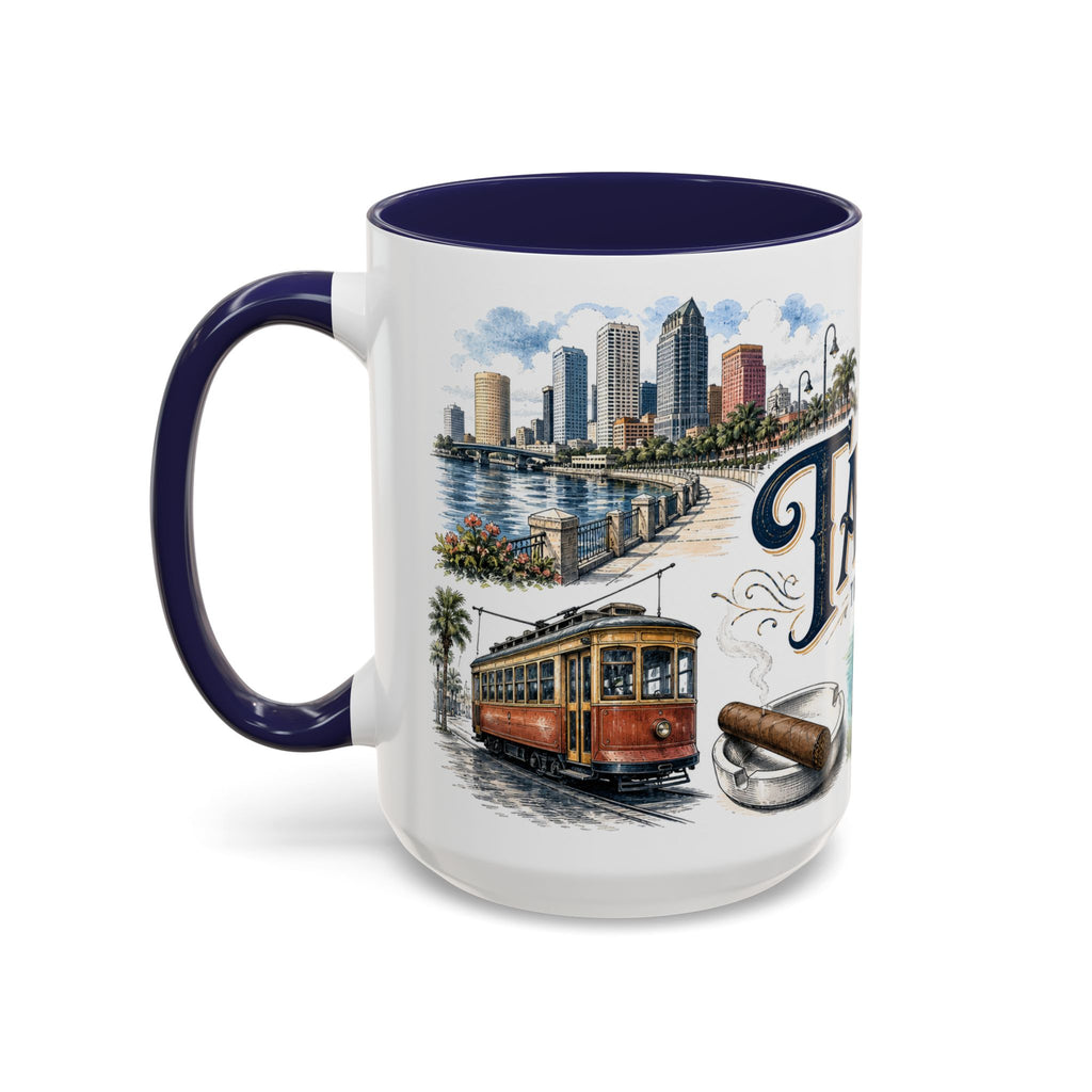 Tampa Coffee Mug | United States Travel Souvenir | Vintage Illustrated City Gift | 11 oz 15 oz Accent Mug