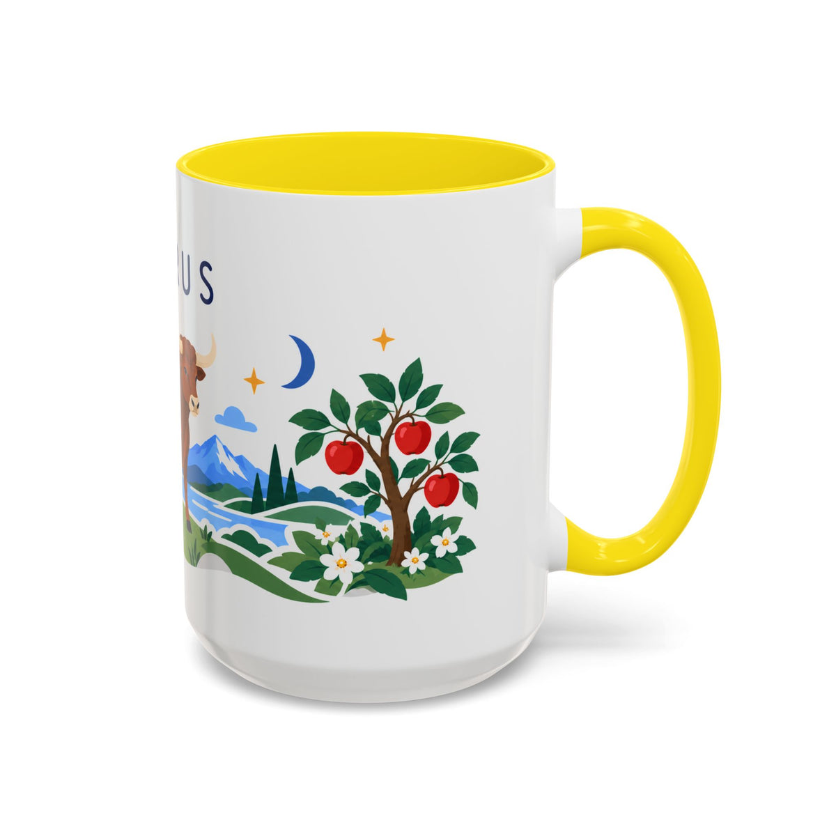 Taurus Zodiac Coffee Mug | Bull and Rose Design | Astrology Birthday Gift | 11 oz 15 oz Ceramic Accent Mug
