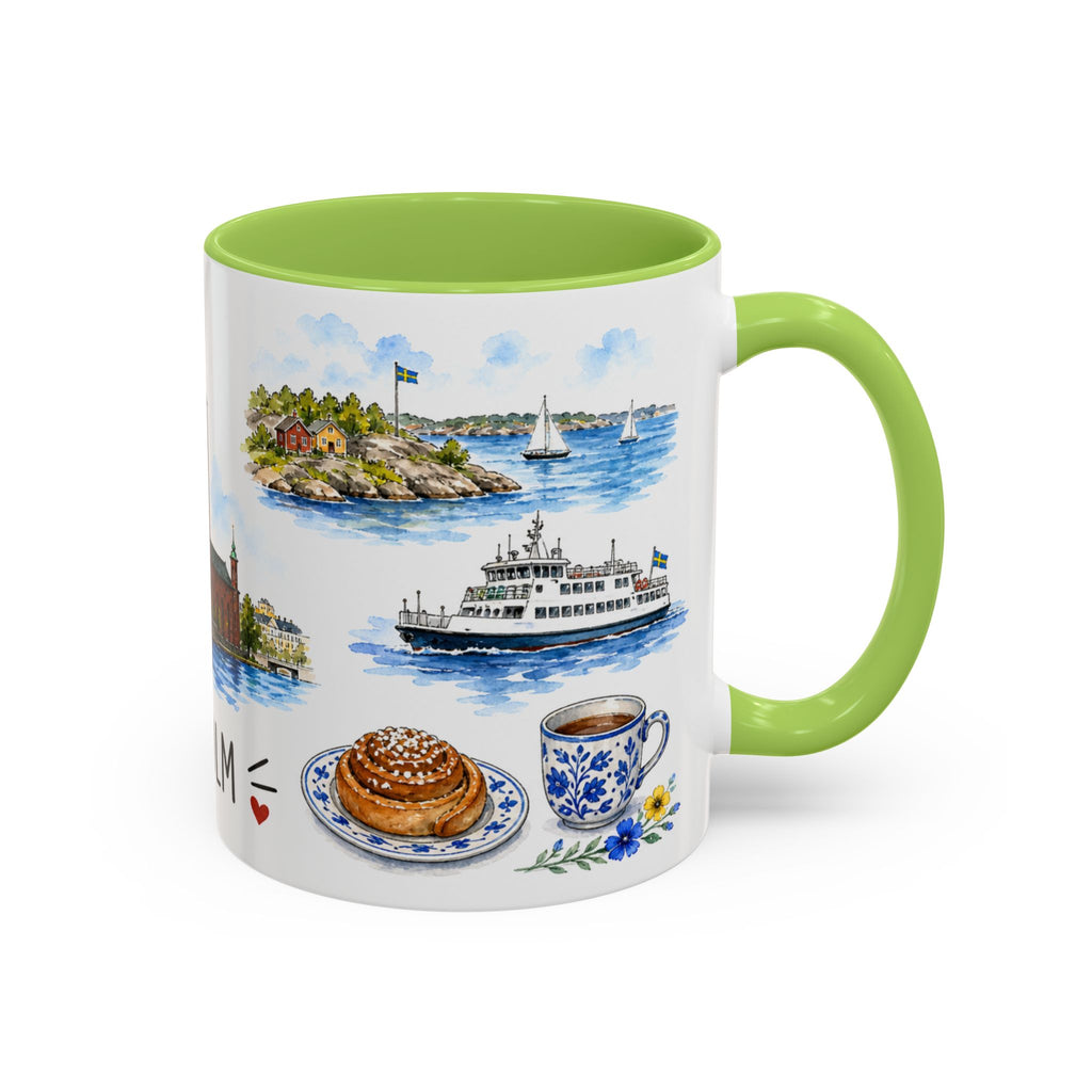 Stockholm Illustrated Travel Mug | City Souvenir Accent Coffee Mug | 11oz 15oz Ceramic Cup