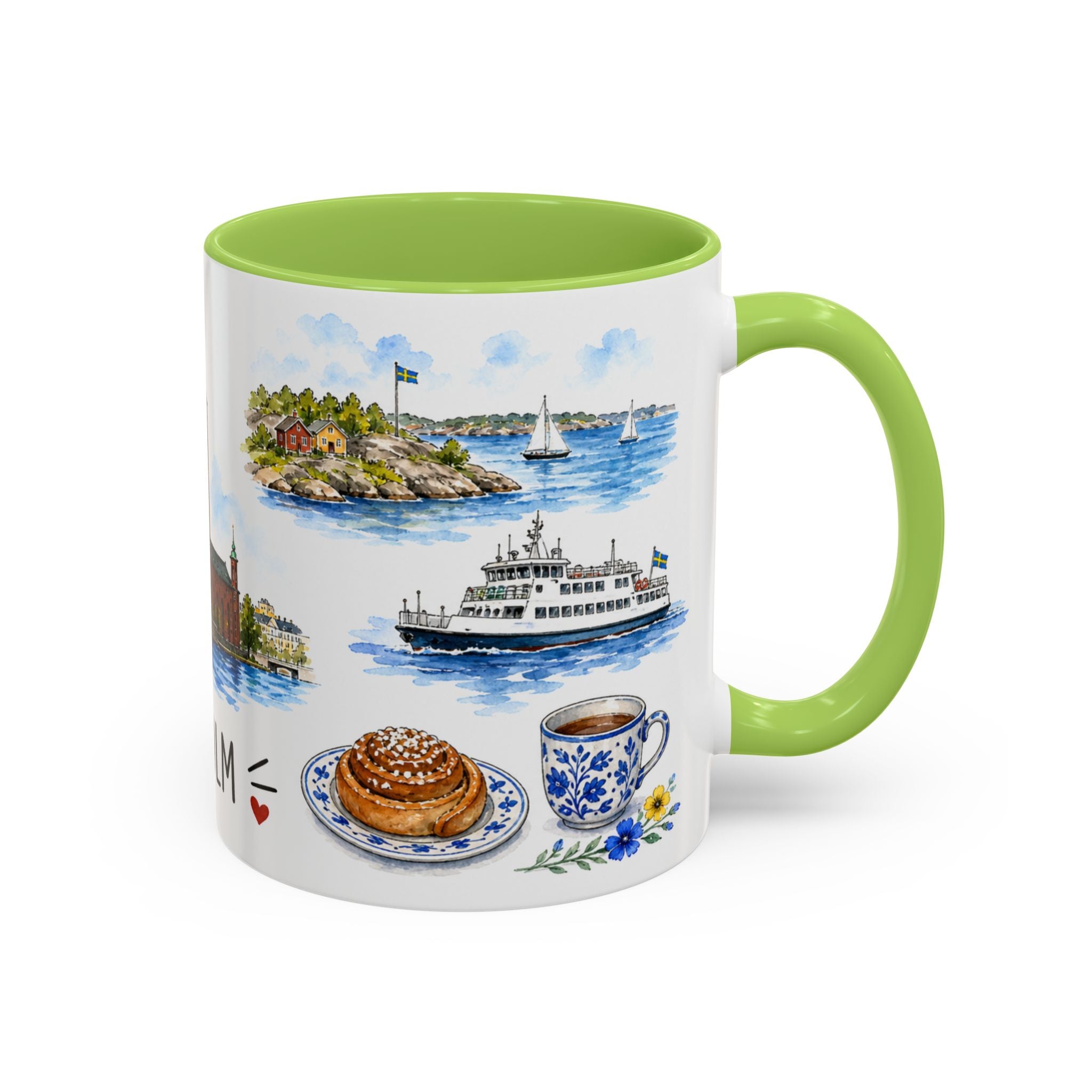 Stockholm Illustrated Travel Mug | City Souvenir Accent Coffee Mug | 11oz 15oz Ceramic Cup