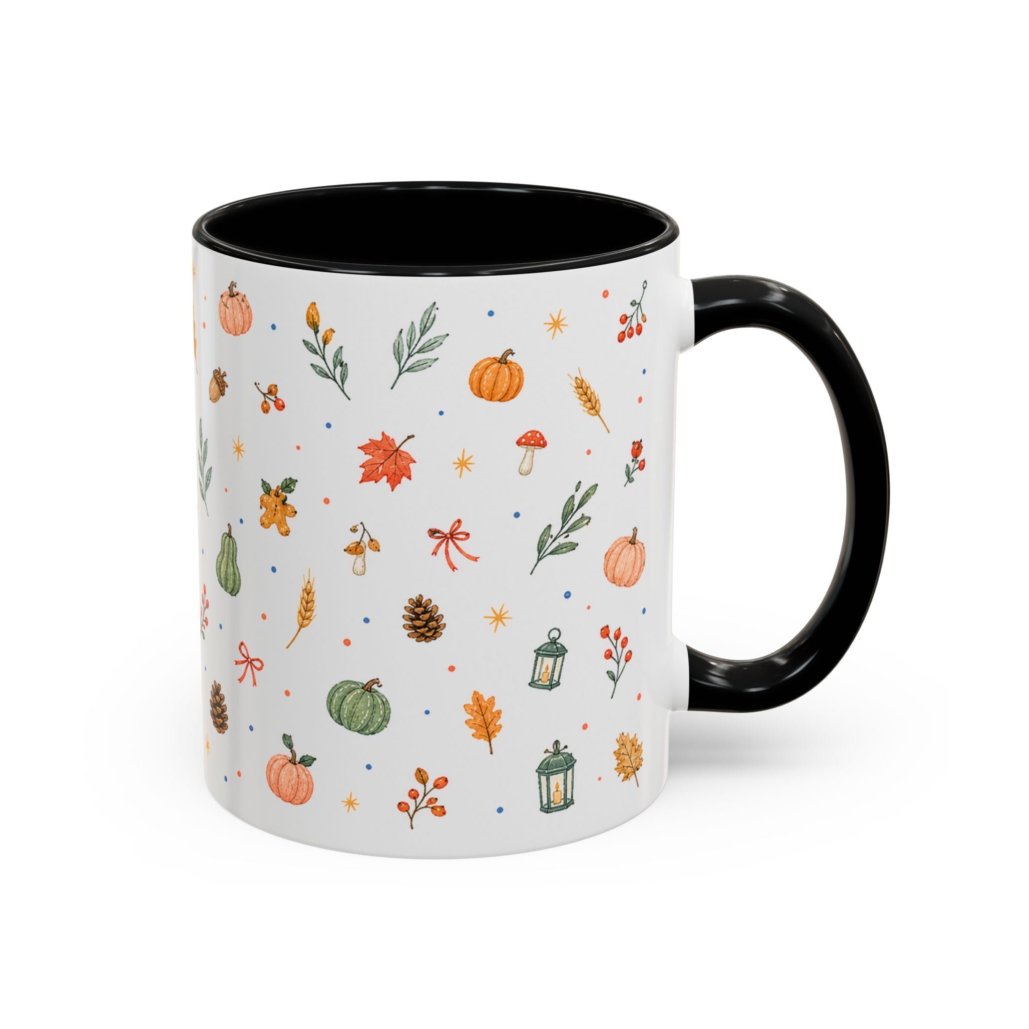 Thanksgiving Mug | Watercolor Autumn Harvest Gift | Pumpkin Leaf Accent Coffee Cup 11oz 15oz