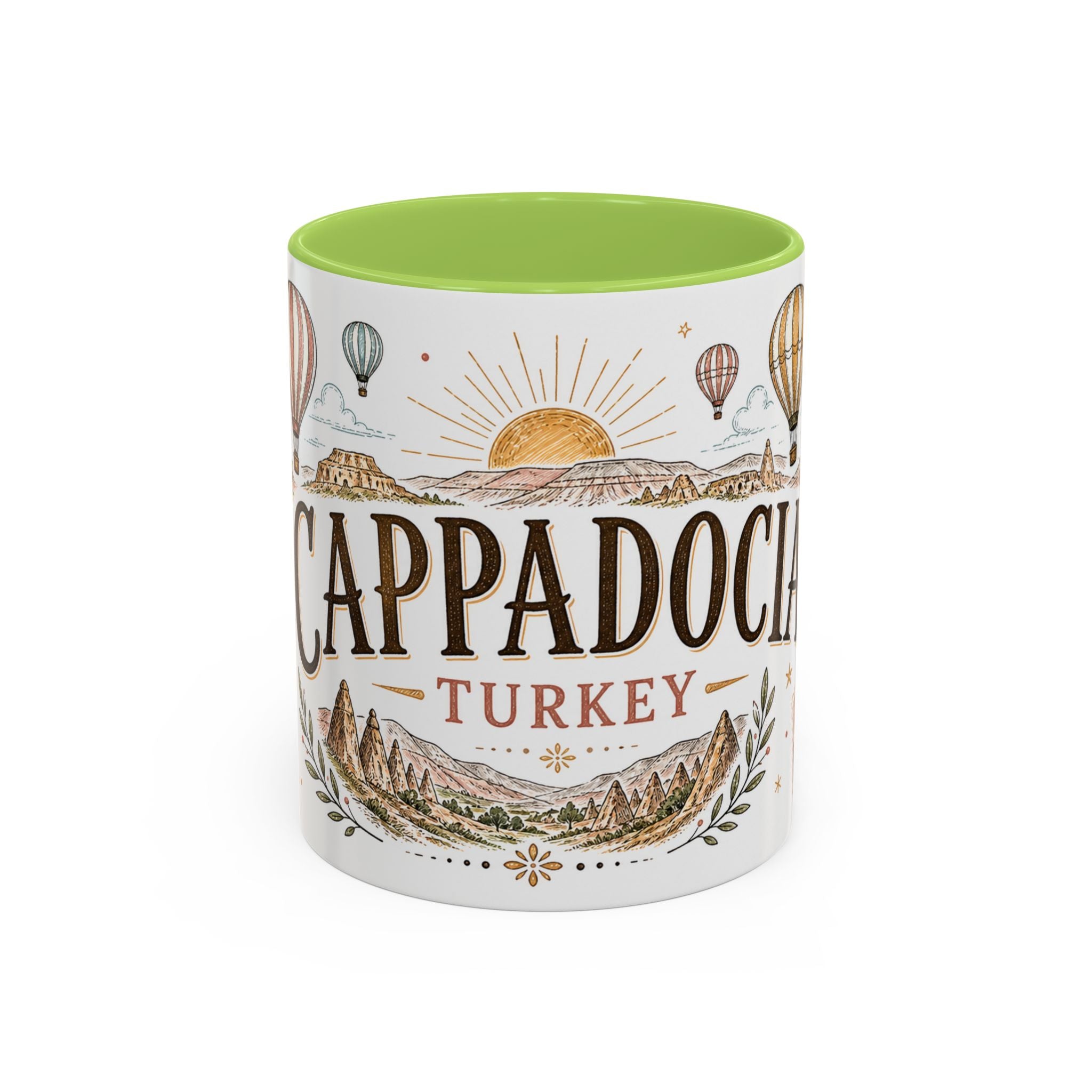 Cappadocia Coffee Mug | Travel Destination Souvenir Gift | Accent Color Ceramic 11oz 15oz