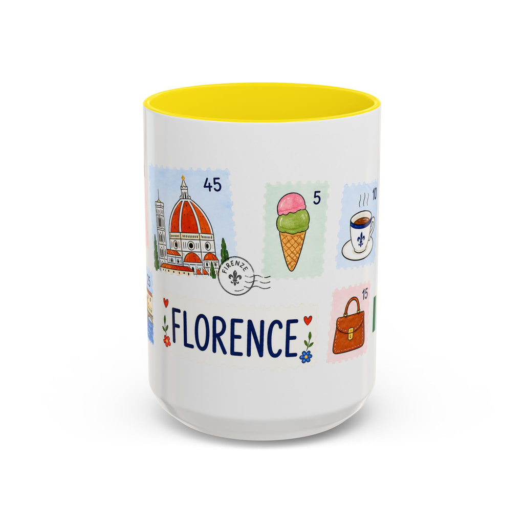 Florence Coffee Mug | Postage Stamp Collage Mug | Travel Souvenir Accent Cup 11oz 15oz
