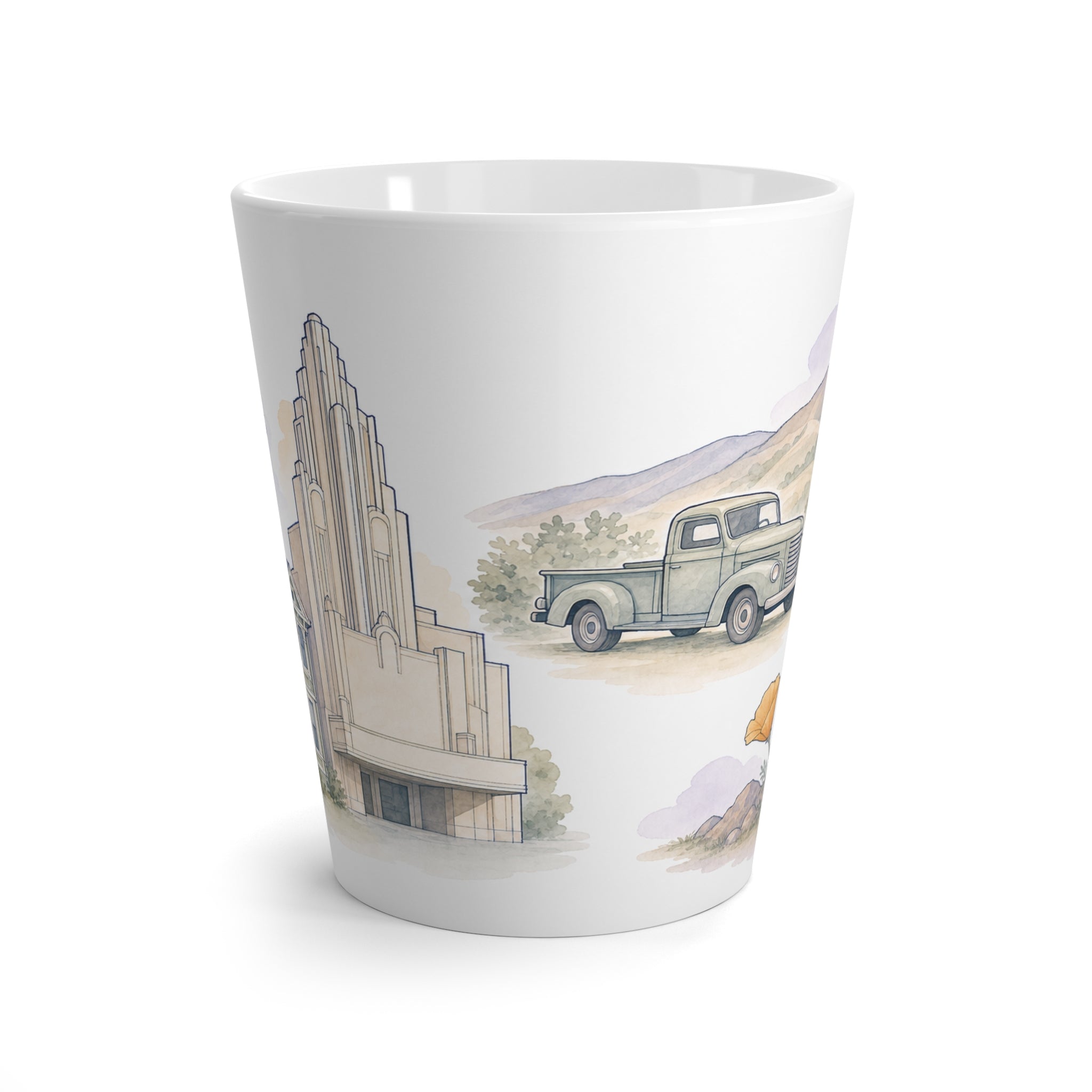 Salinas Latte Mug | Watercolor City Travel Mug | 12 oz Ceramic Souvenir Gift
