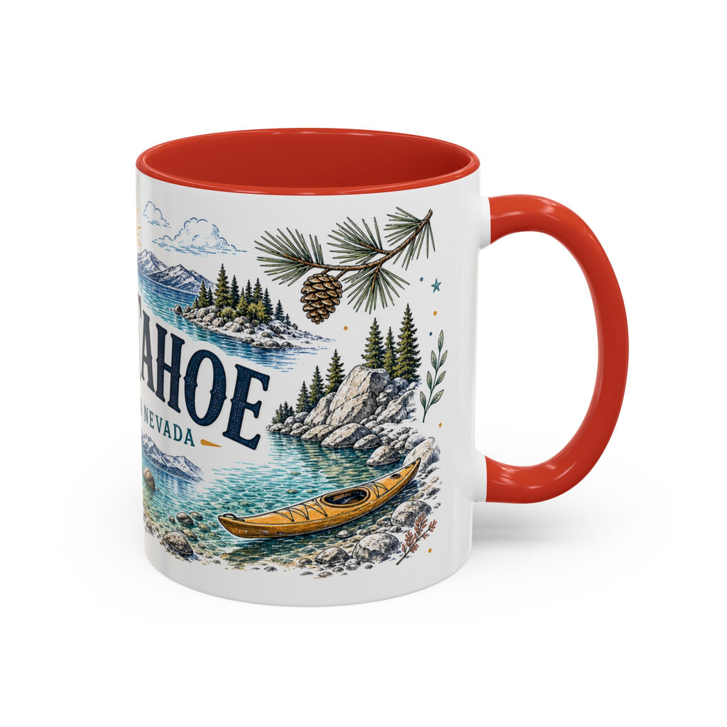 Lake Tahoe Mug, California Nevada Travel Souvenir, Bucket List Gift, Accent Ceramic Coffee Mug 11oz 15oz