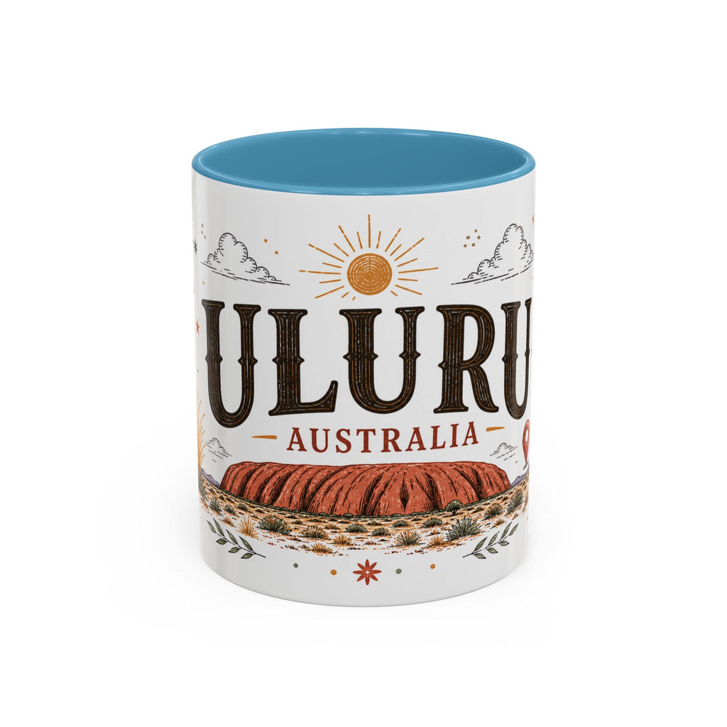 Uluru Coffee Mug | Travel Destination Souvenir Gift | Accent Color Ceramic 11oz 15oz