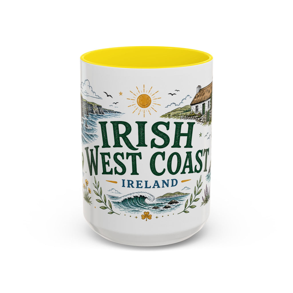 Irish West Coast Coffee Mug | Travel Destination Souvenir Gift | Accent Color Ceramic 11oz 15oz